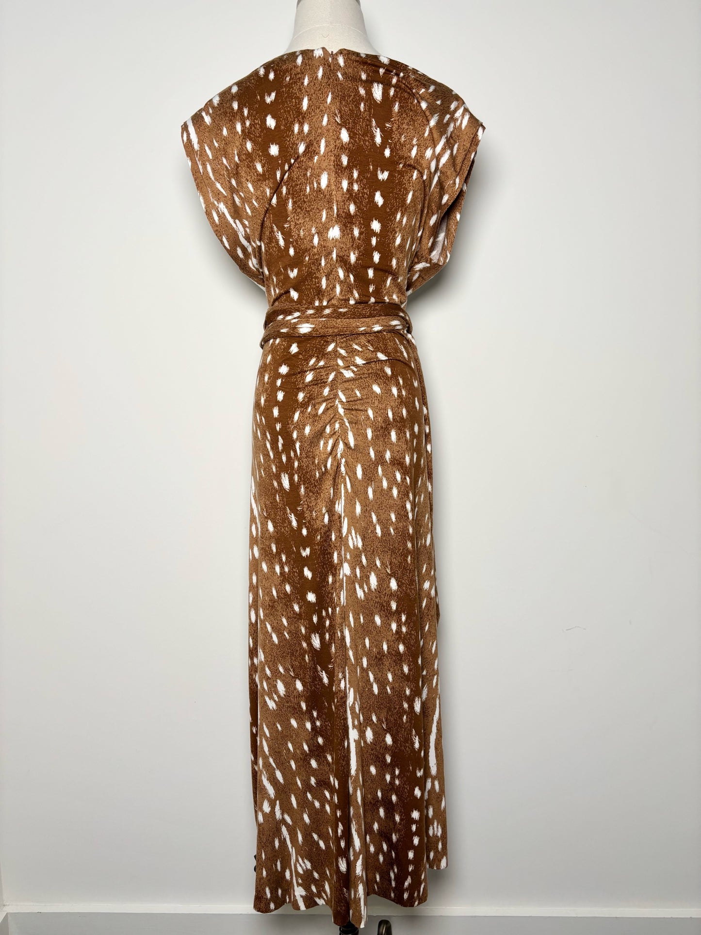Women Size M Diane Von Furstenberg Brown, Cream Abstract Print Midi Dress
