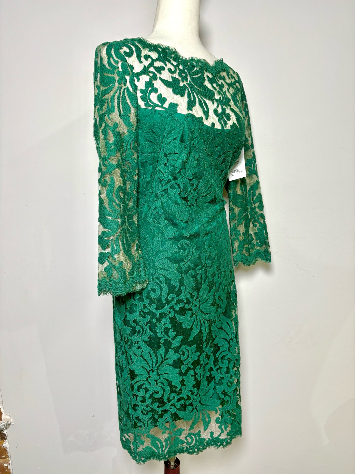 Women Size 10 Tadashi Shoji Green Lace Dress