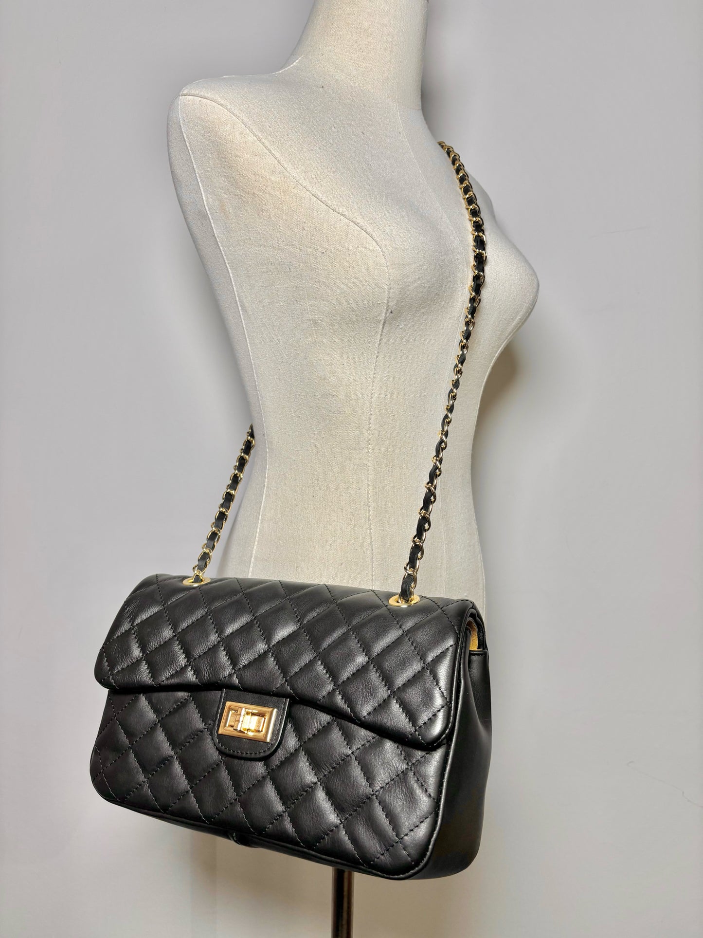No Label Solid Leather Black Cowhide Flap Purse