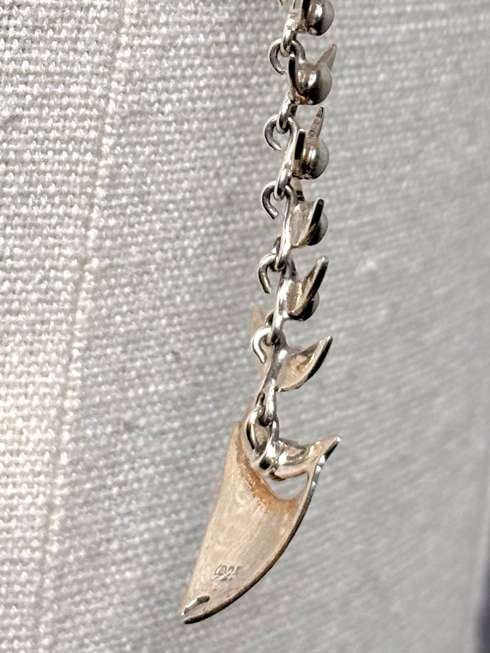 No Label Fish Skeleton Sterling Silver Diamond Cut Chain Necklace