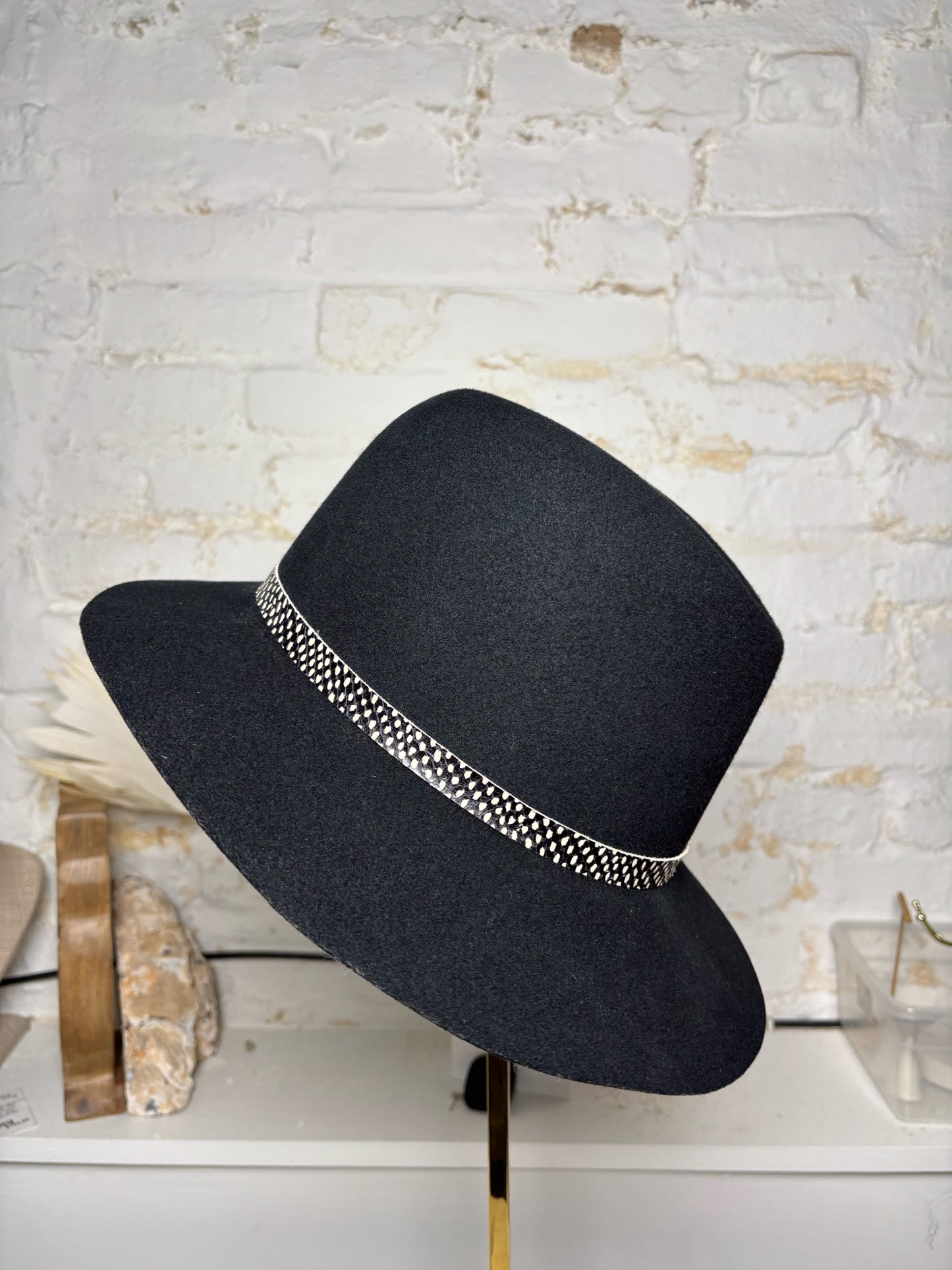 Black Rag & Bone Wool Floppy Hat
