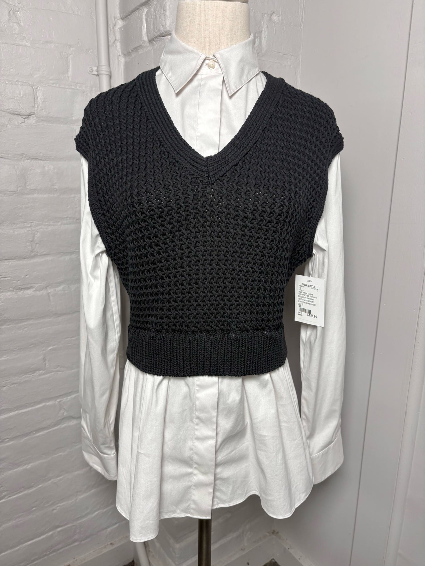 Women Size M Theory Black, White Knitted Top