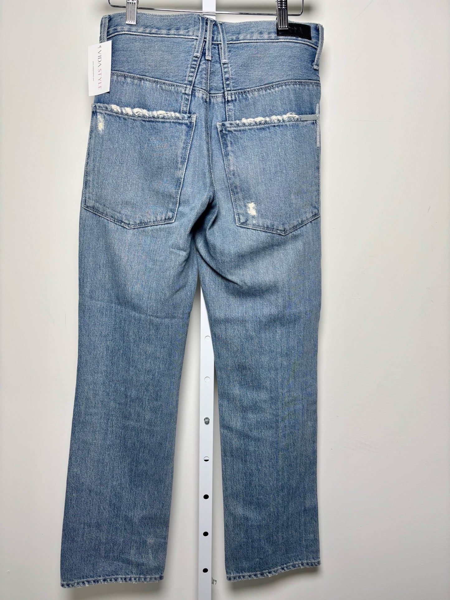Women Size XS R+A Blue Solid Pure Cotton Denim Belted Jeans