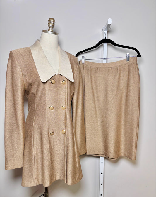 Women Size 12 St. John Beige Solid Suit