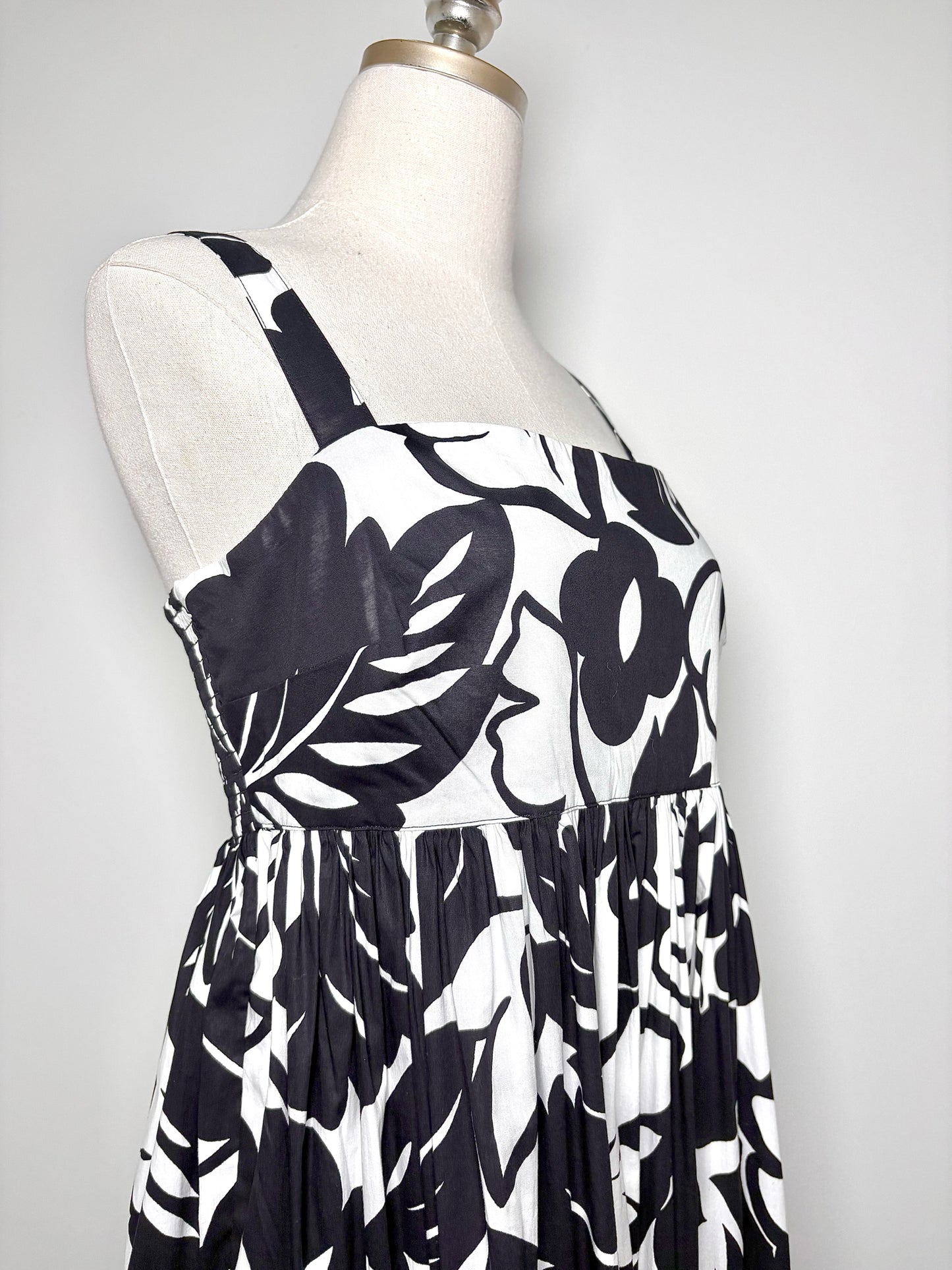 Women Size L Kate Spade New York Black, White Floral Cotton Dress