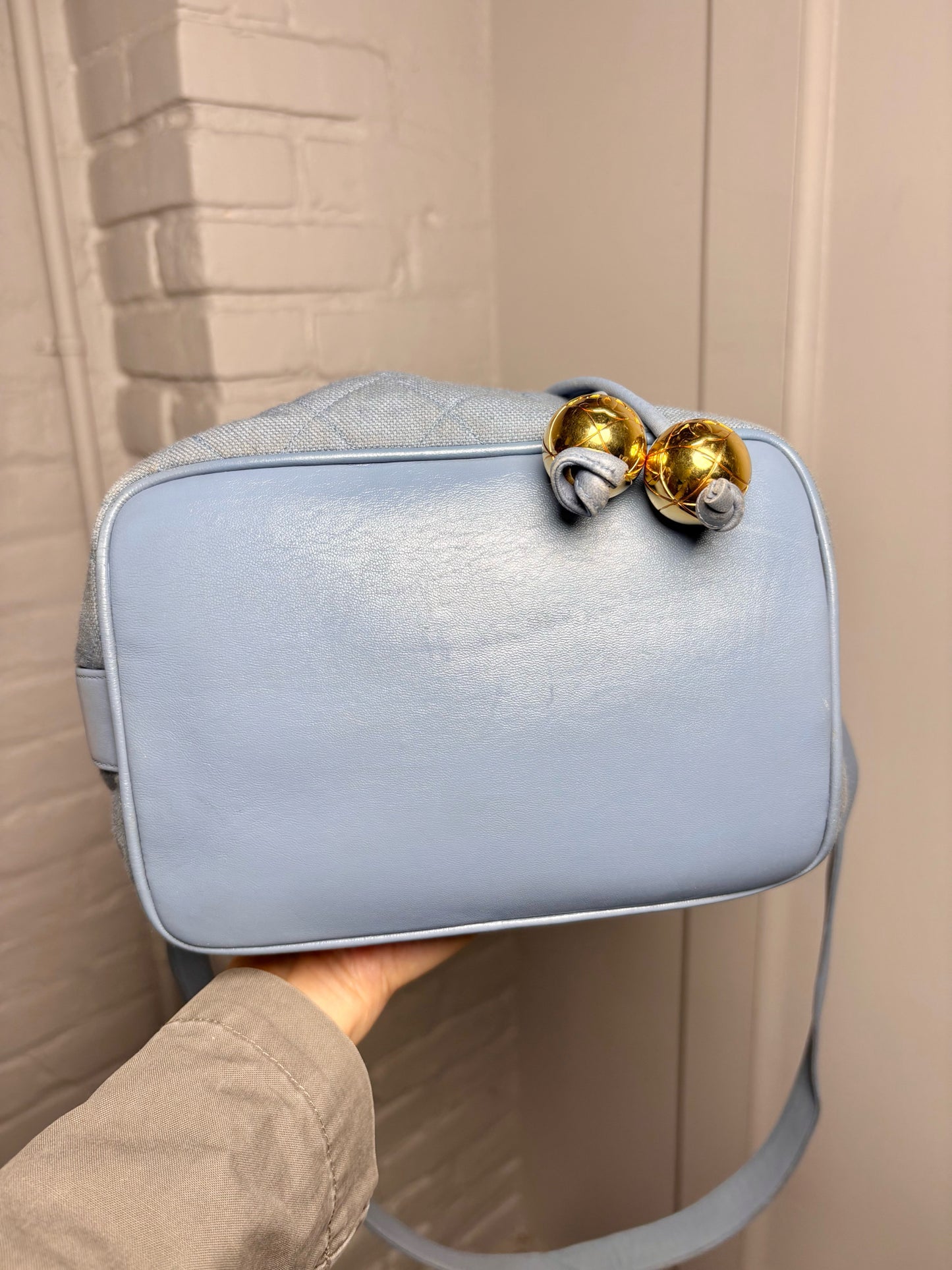 Canvas Chanel Quilted Vintage Leather Baby Blue Small Purse
