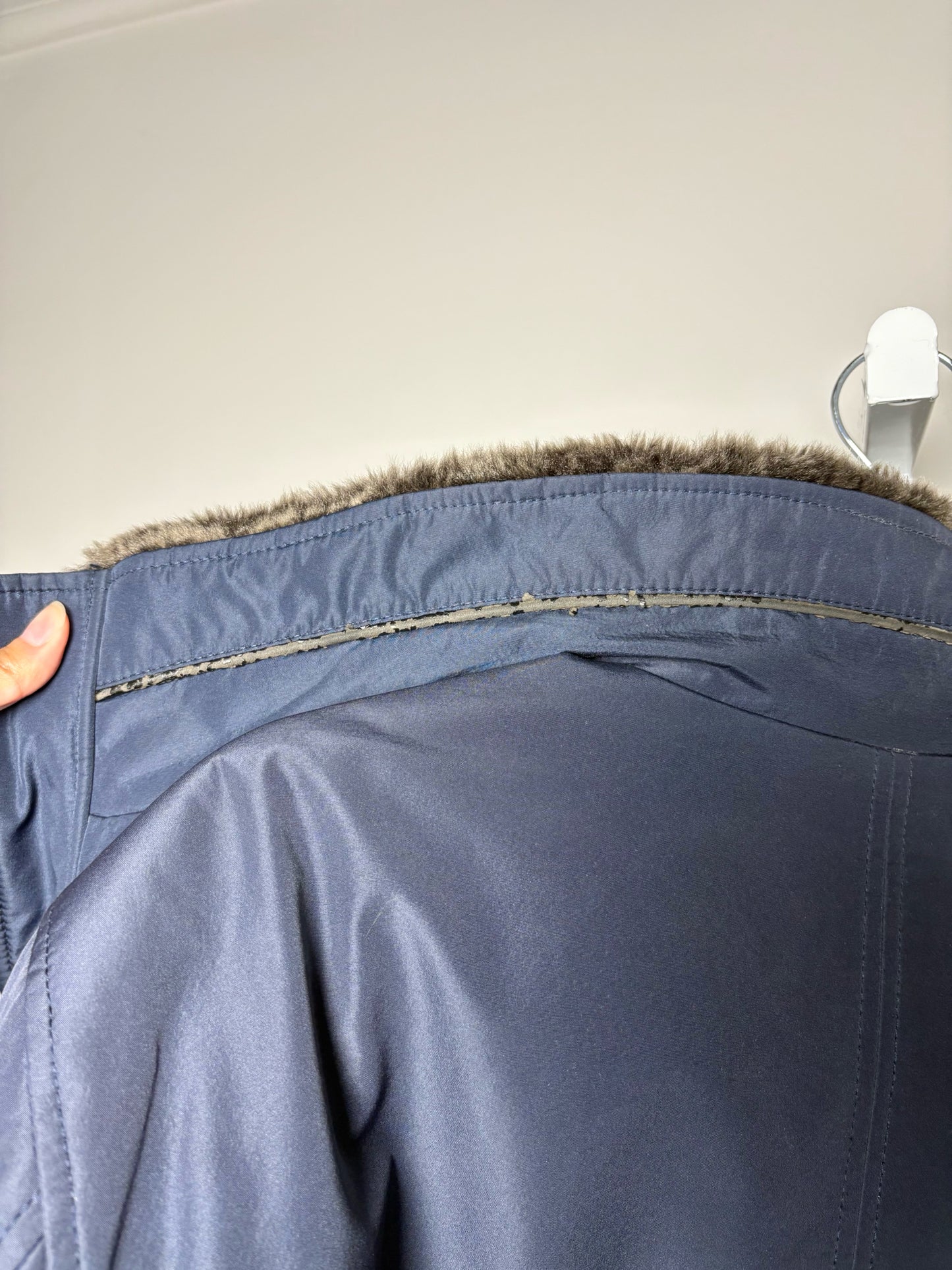 Barneys New York Blue Nylon Mens Size XL Faux Fur Lining Coat