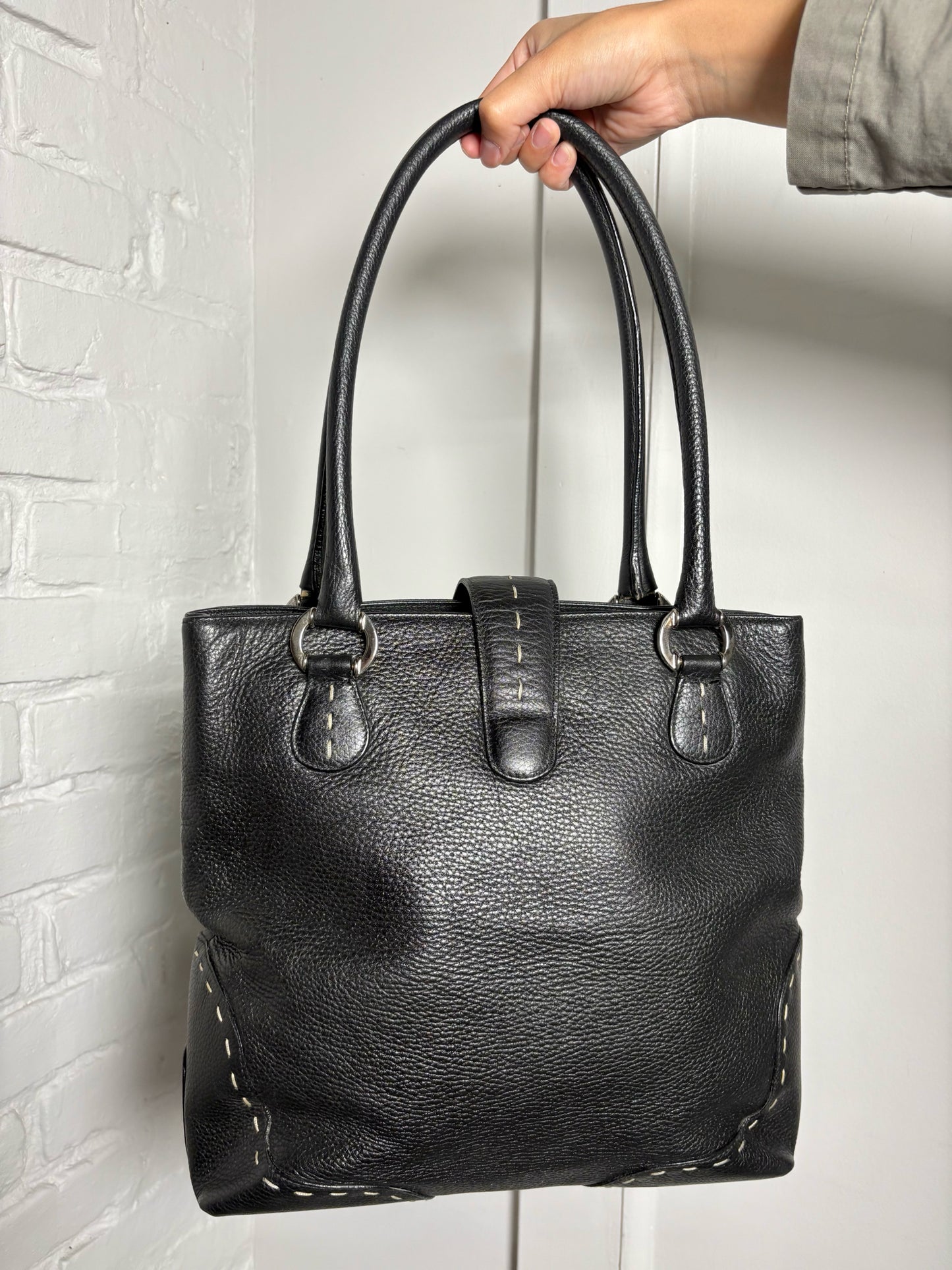 Escada Solid Leather Black Cowhide Purse