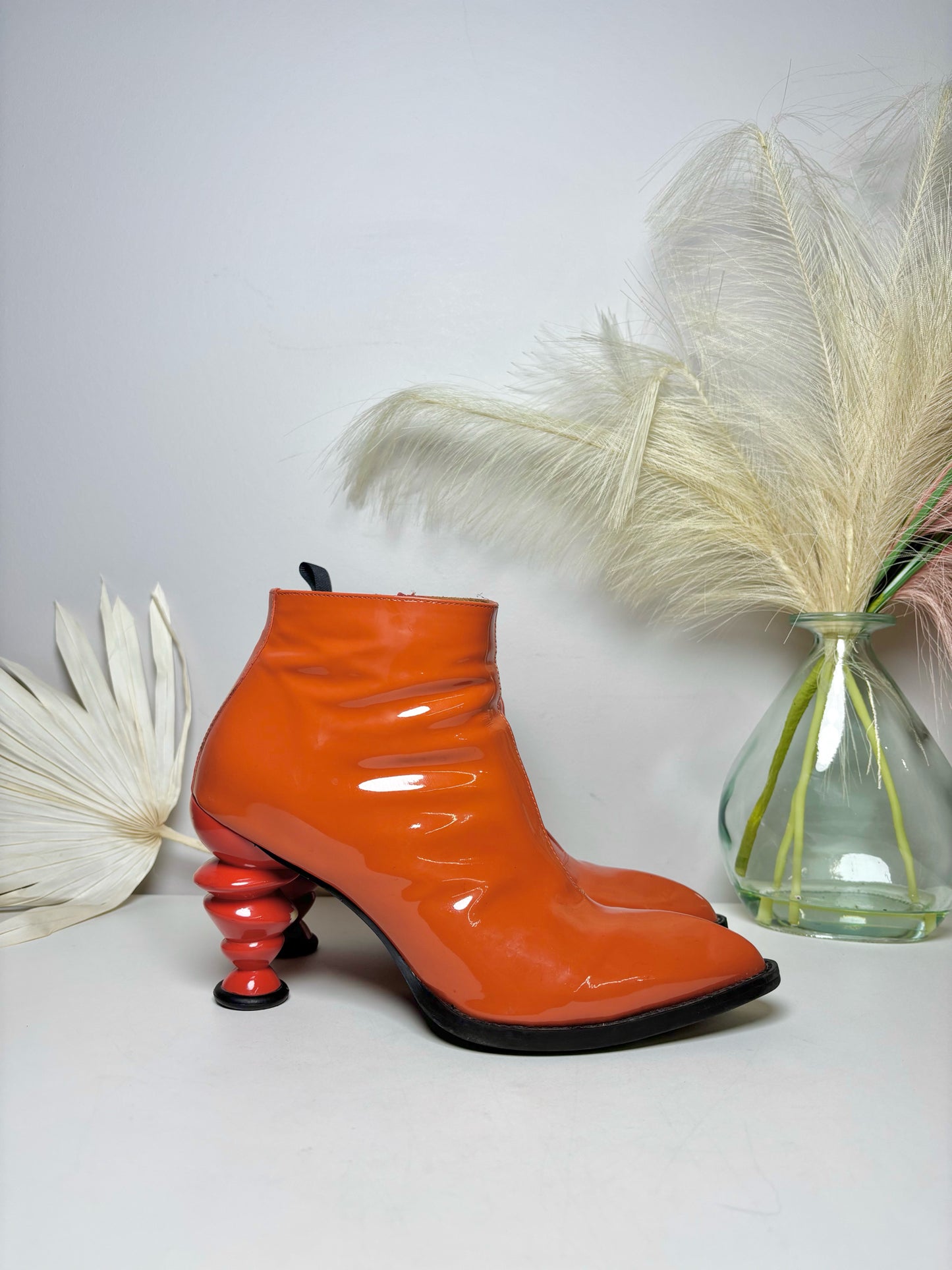 W Shoe Size 8.5 John Fluevog Orange Leather Patent Boots