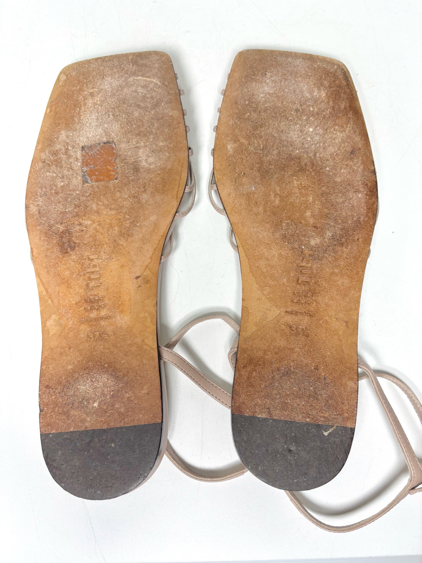 W Shoe Size 37.5 Tibi Taupe Leather Cowhide Sandals