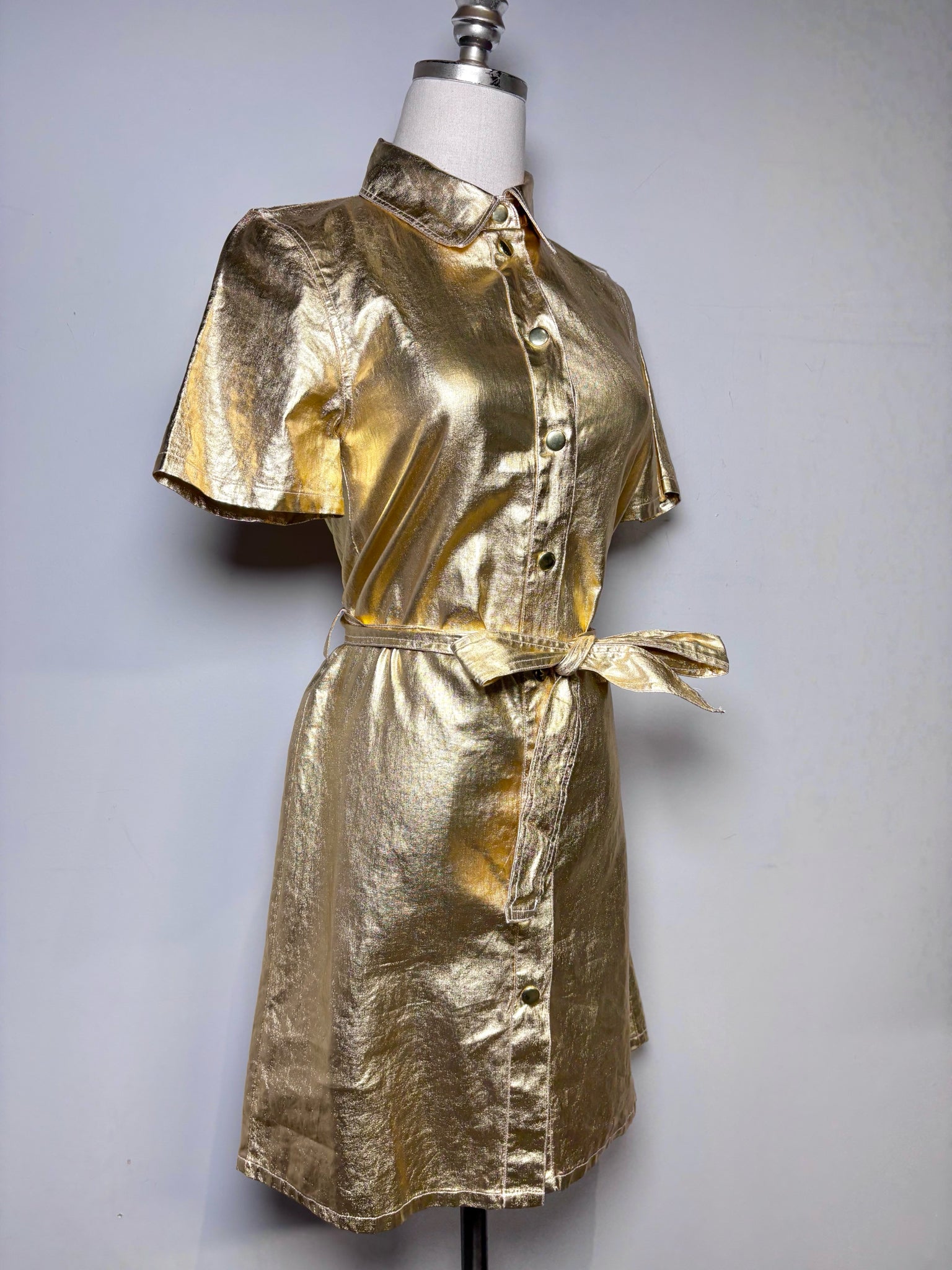 metallic linen dress Women Size XS Lanthropy Gold Solid 100% Pre-owned Shirt – VIDA STYLE SHOP Size:8 AUS 30OFFSITE Casual Date Outfits for FIT This dress style
