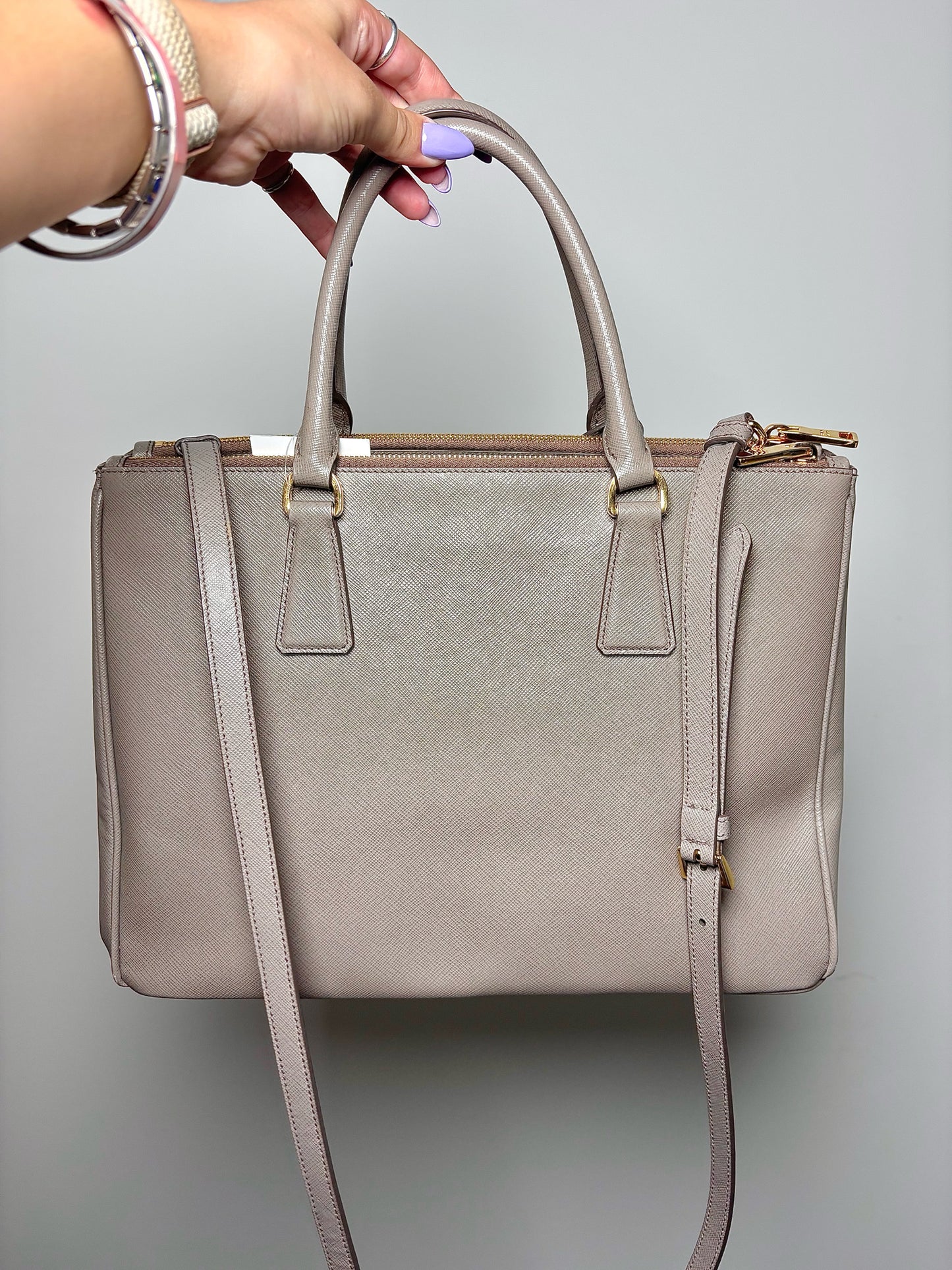 Prada Solid Saffiano Leather Pre-owned Taupe Galleria Tote