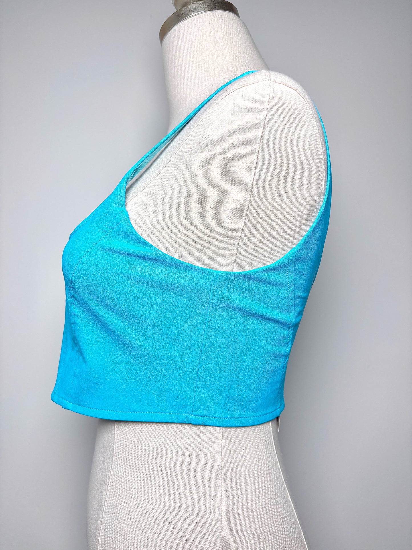 Women Size S Amanda Uprichard Turquoise Pittito Leather Cropped Top