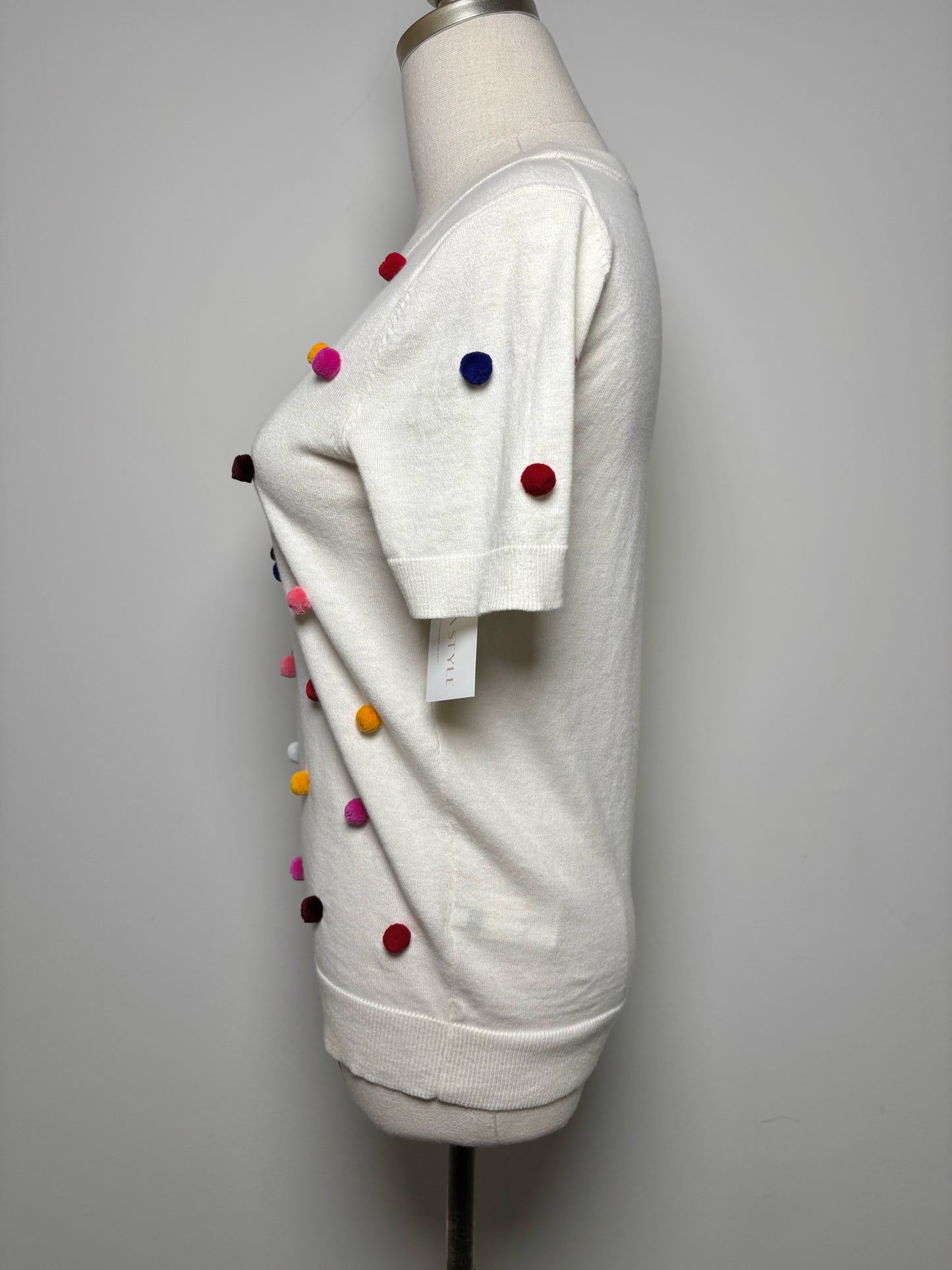 Women Size XS Kate Spade New York Cream Pom Poms NWT Sweater
