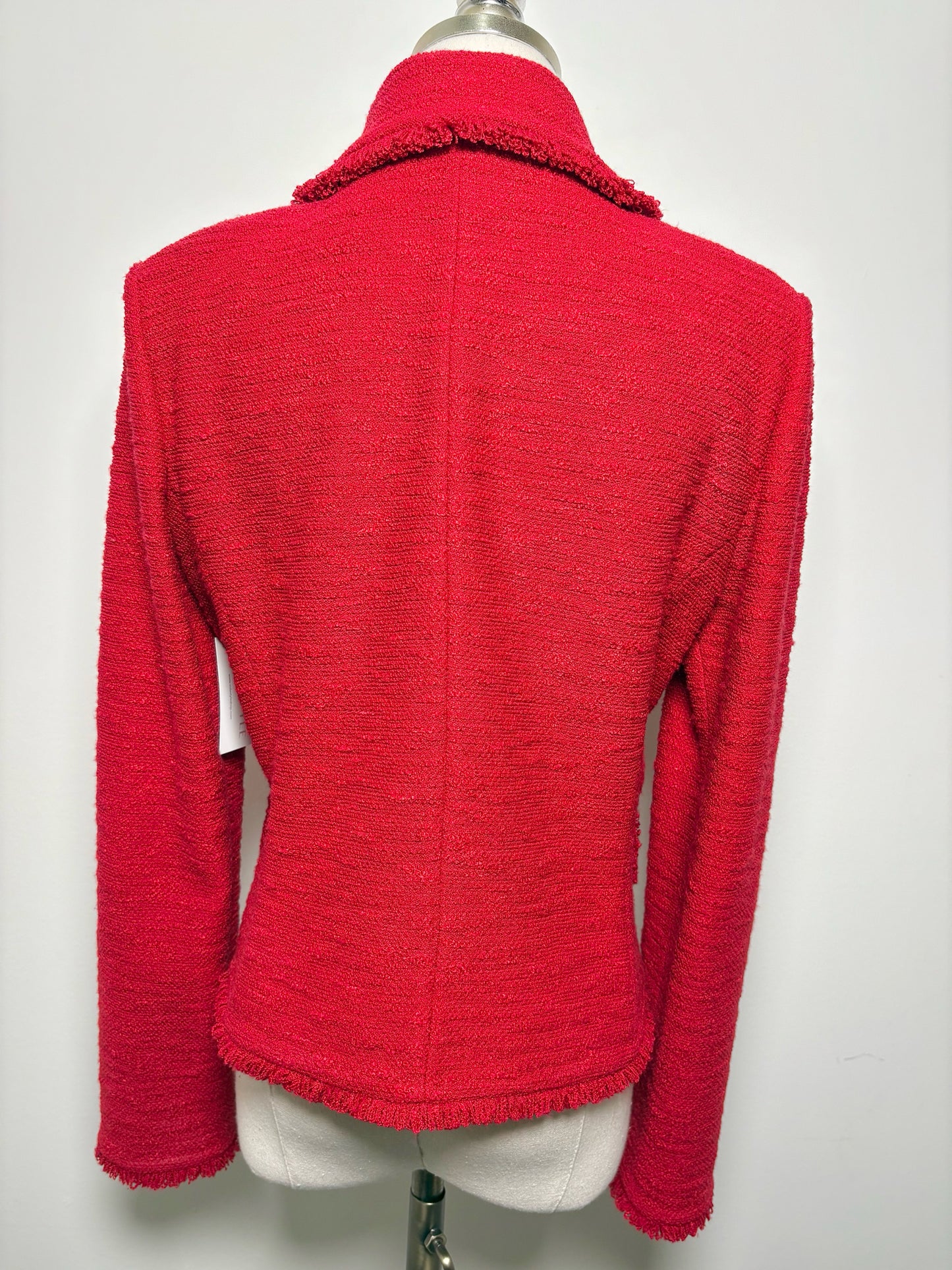 Women Size 8 St. John Red Solid Wool, Rayon Jacket