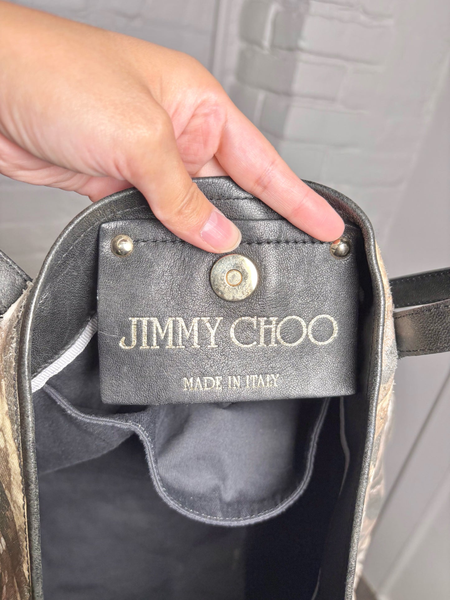 Jimmy Choo Animal Print Canvas Tote Bag