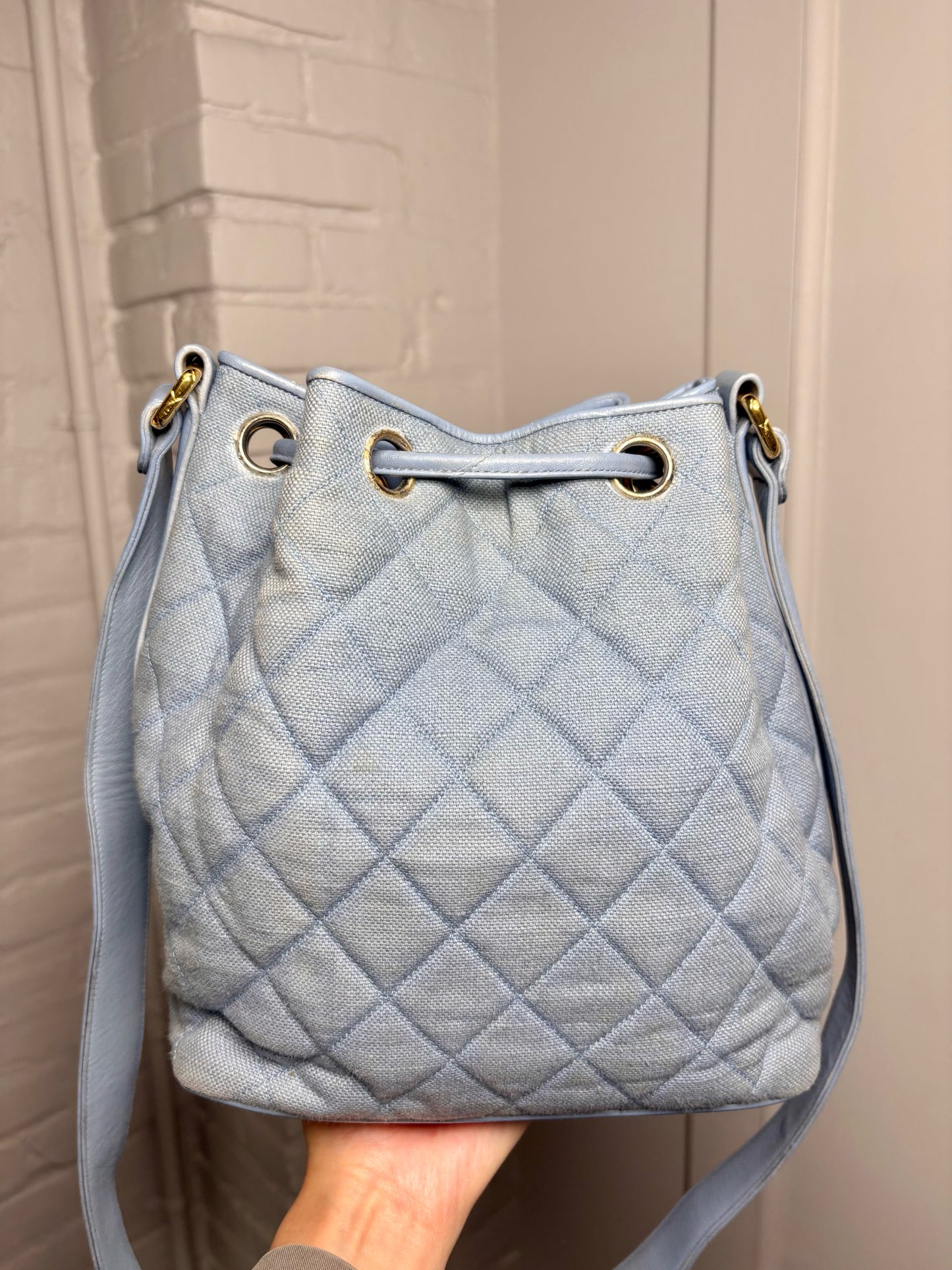 Canvas Chanel Quilted Vintage Leather Baby Blue Small Purse