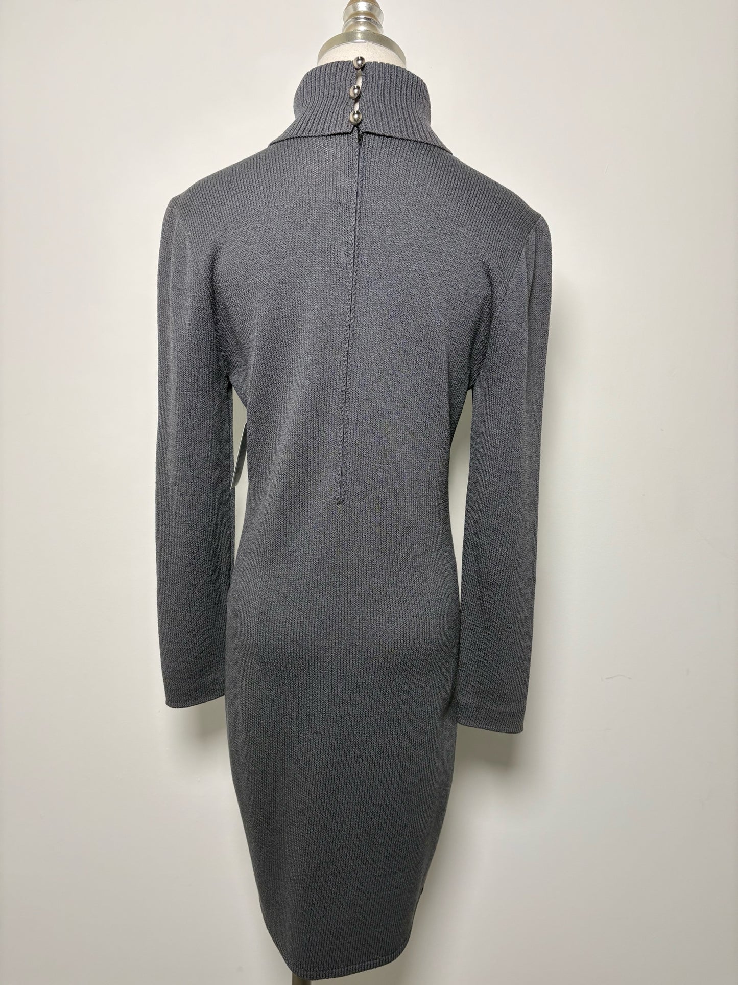 Women Size 2 St. John Gray Solid Wool Pre-owned Dress