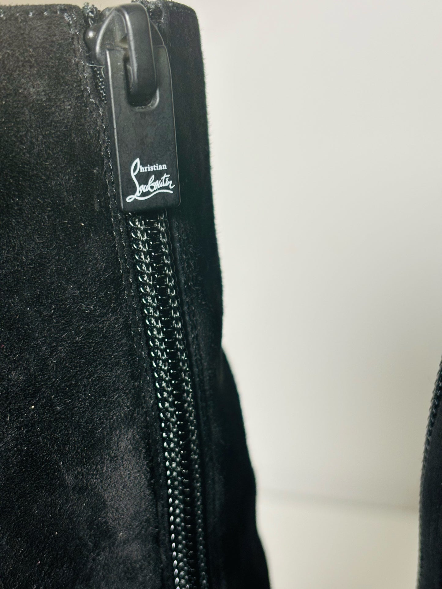 W Shoe Size 38.5 Christian Louboutin Black Platform Leather Suede Boots