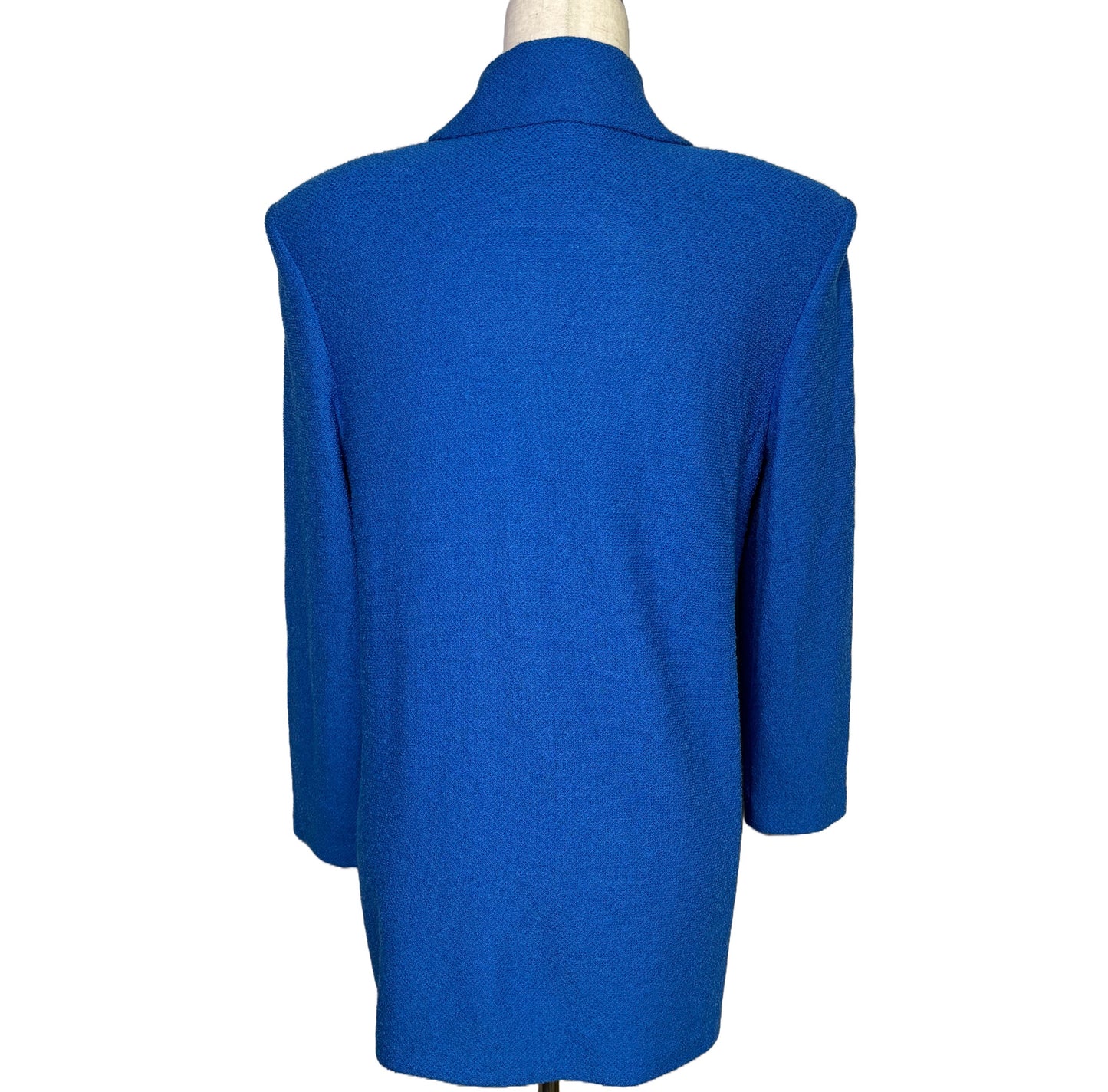 Women Size M St. John Blue Solid Wool Long Jacket