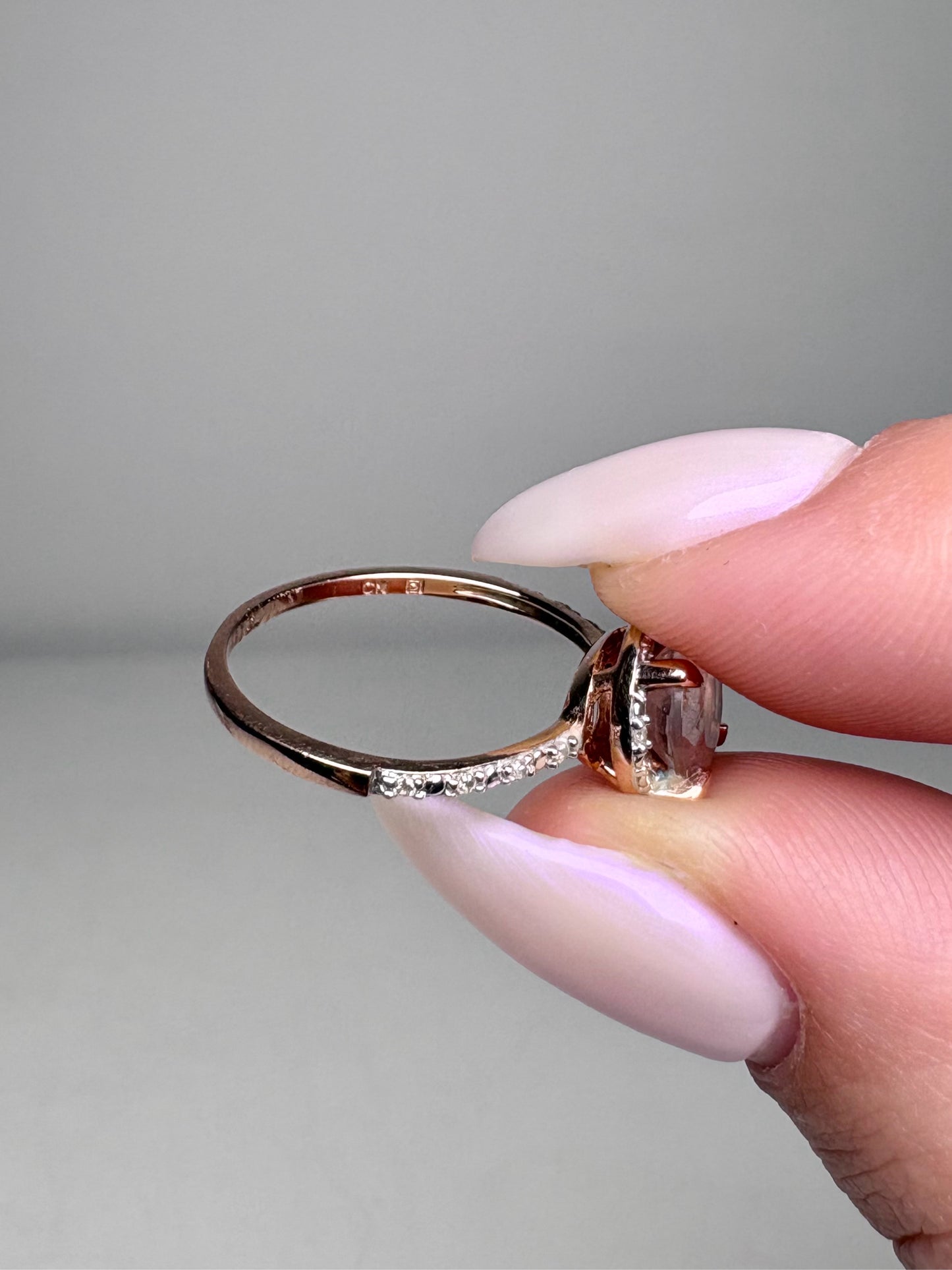 10k Rose Gold Rina Limor Morganite w/Diamond Accents Blush Sz 6.5 Ring | Pre-owned