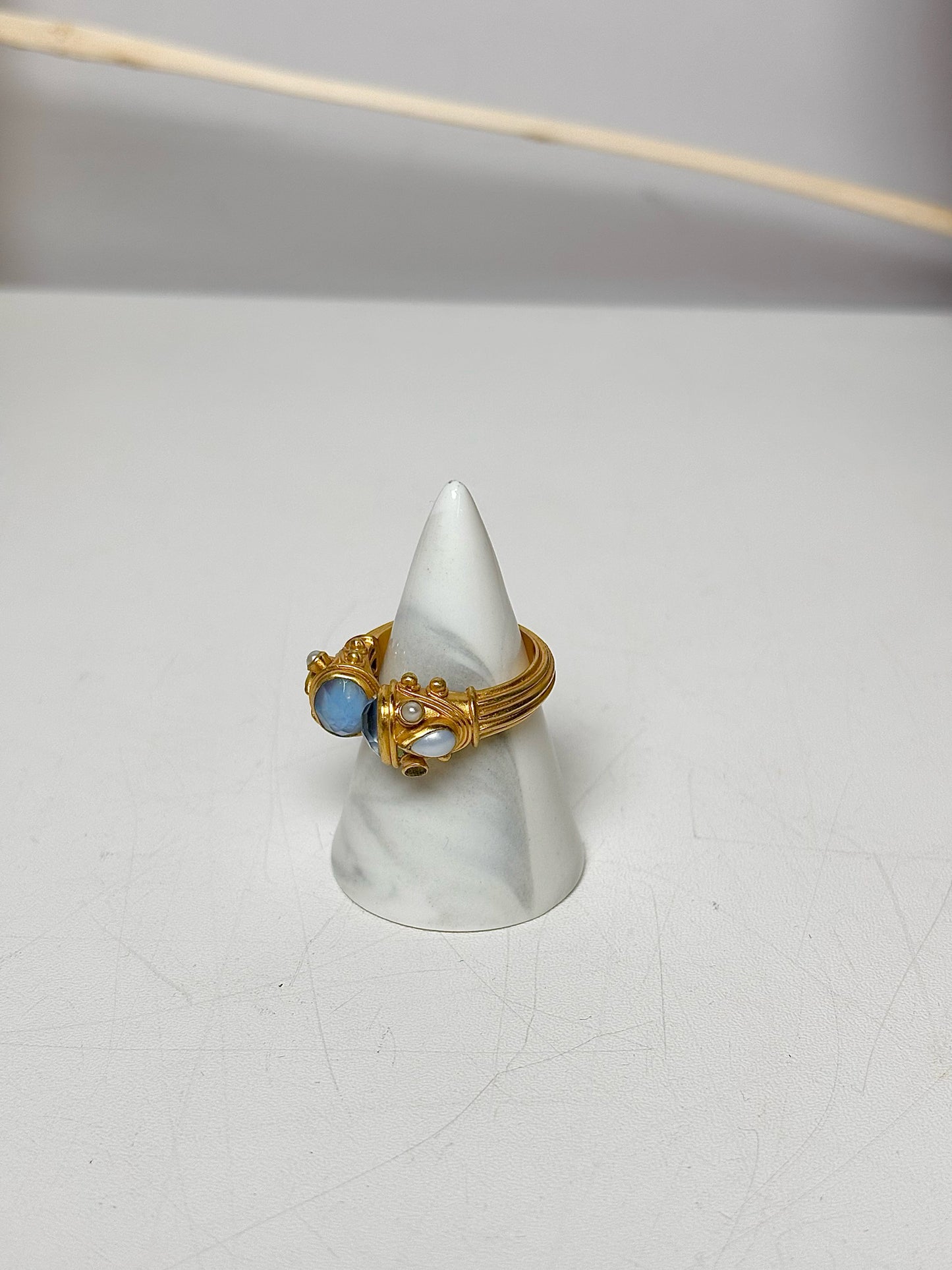 Gold Julie Vos Chalcedony Blue 7.5 Ring