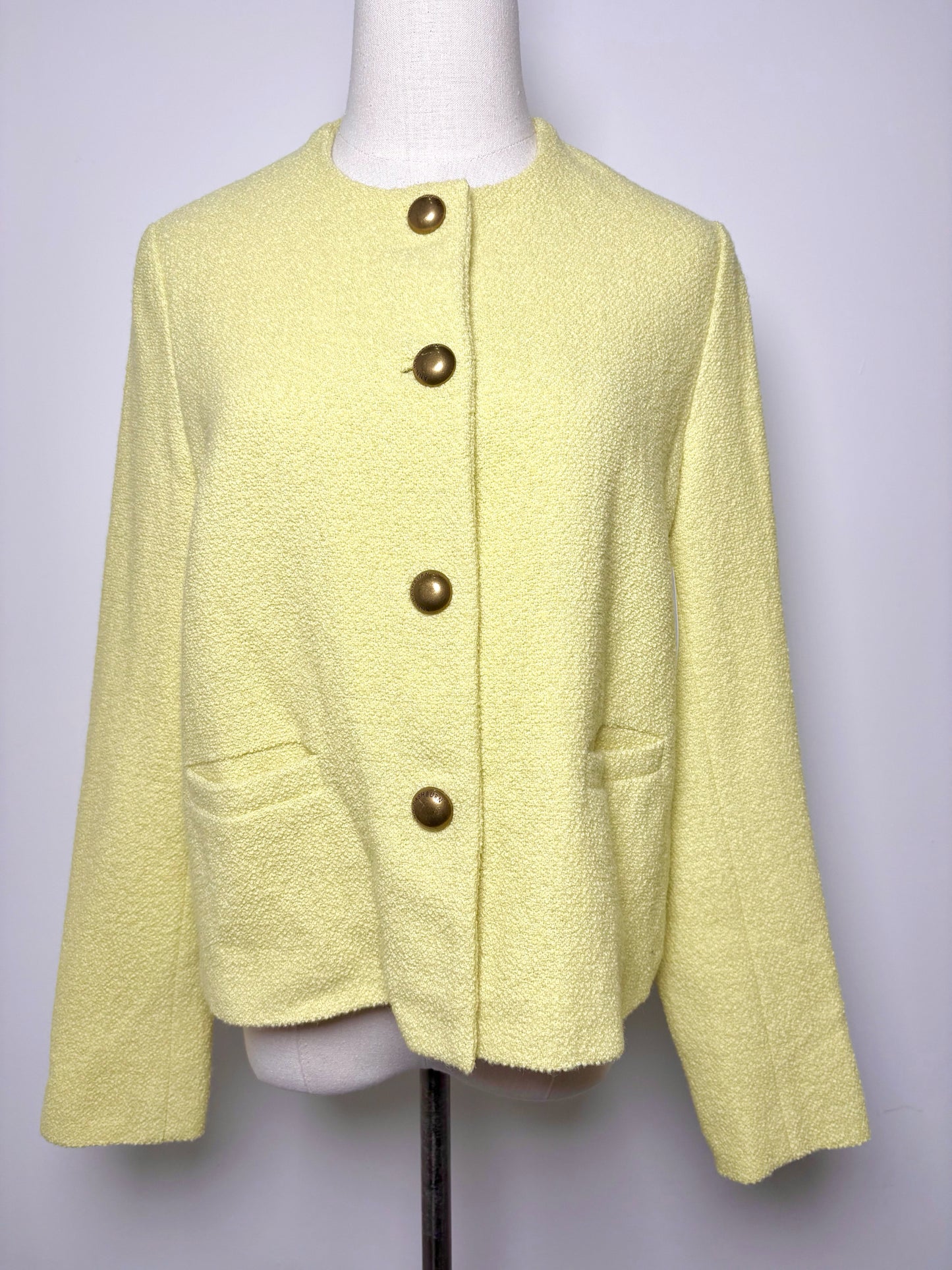 Women Size M Ann Mashburn Yellow Wool Blend Blazer