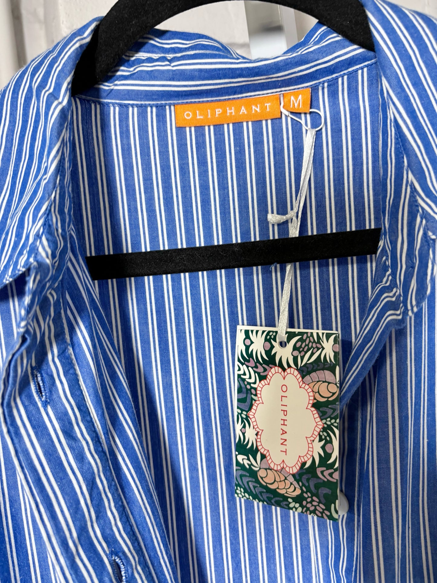 Women Size M Oliphant Blue/White Striped Pure Cotton Pre-owned, NWT Dress