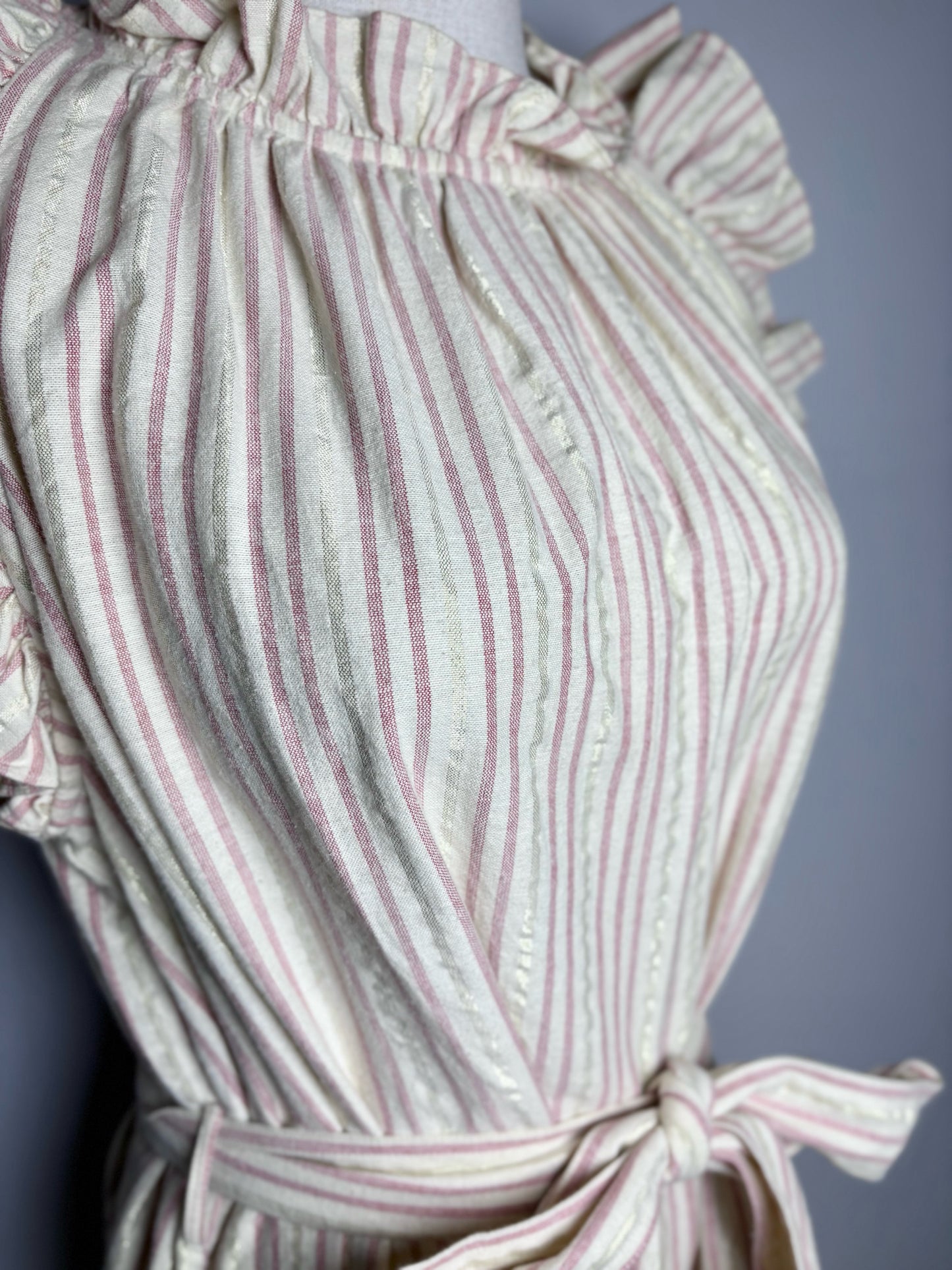 Women Size 8 Ulla Johnson Simka Cream Stripe Pre-owned Cotton Blend Jumpsuit