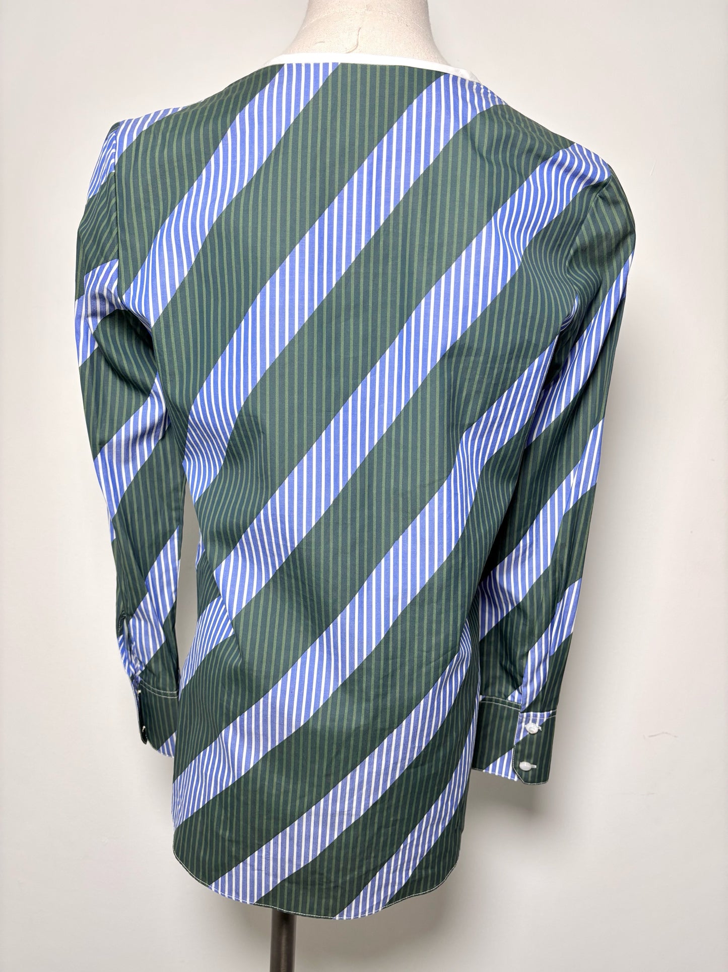 Women Size 0 Tory Burch Green, Blue, White Stripe Cotton NWT Blouse