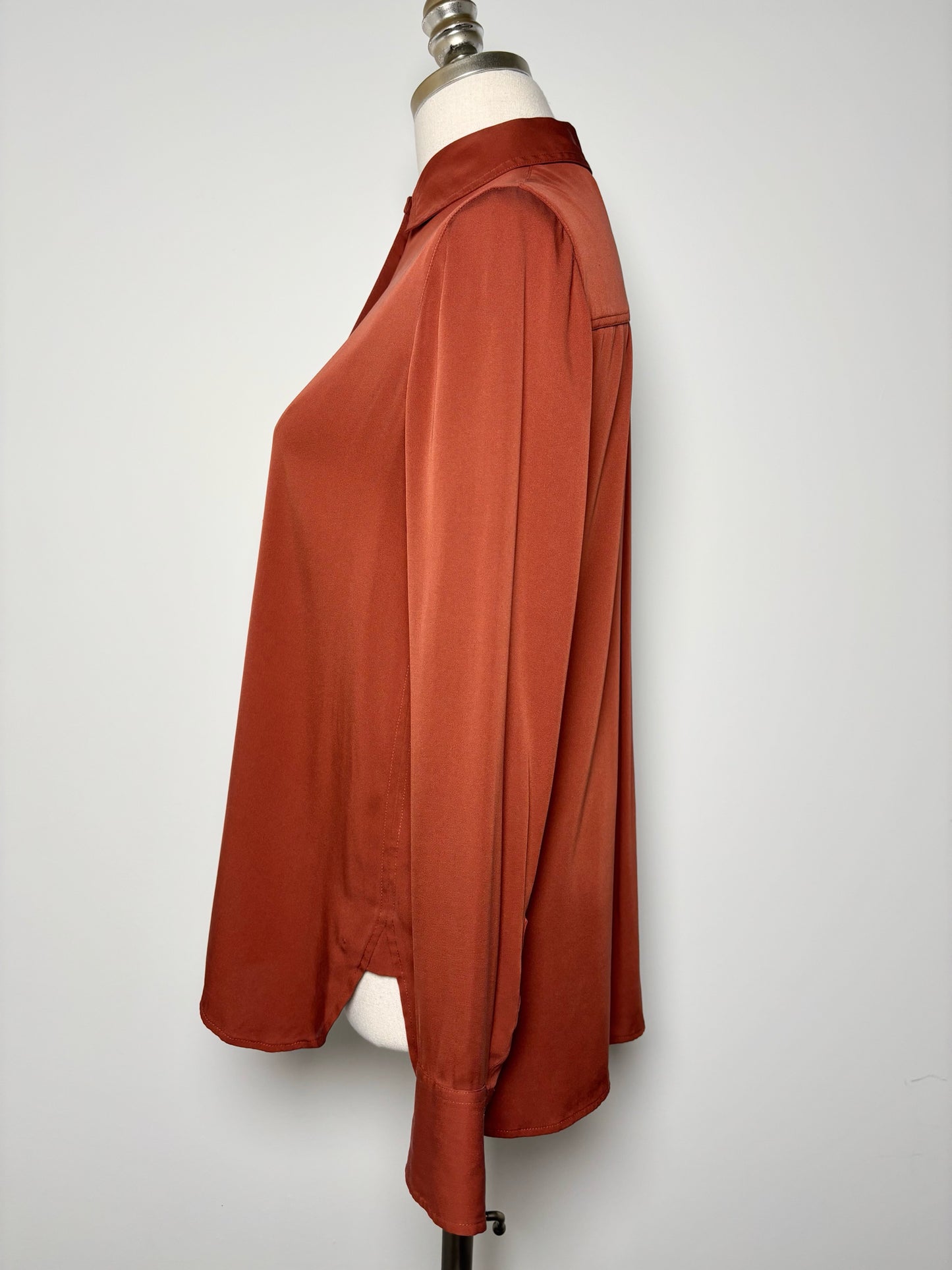 Women Size S Vince Copper Solid Silk Blend Blouse