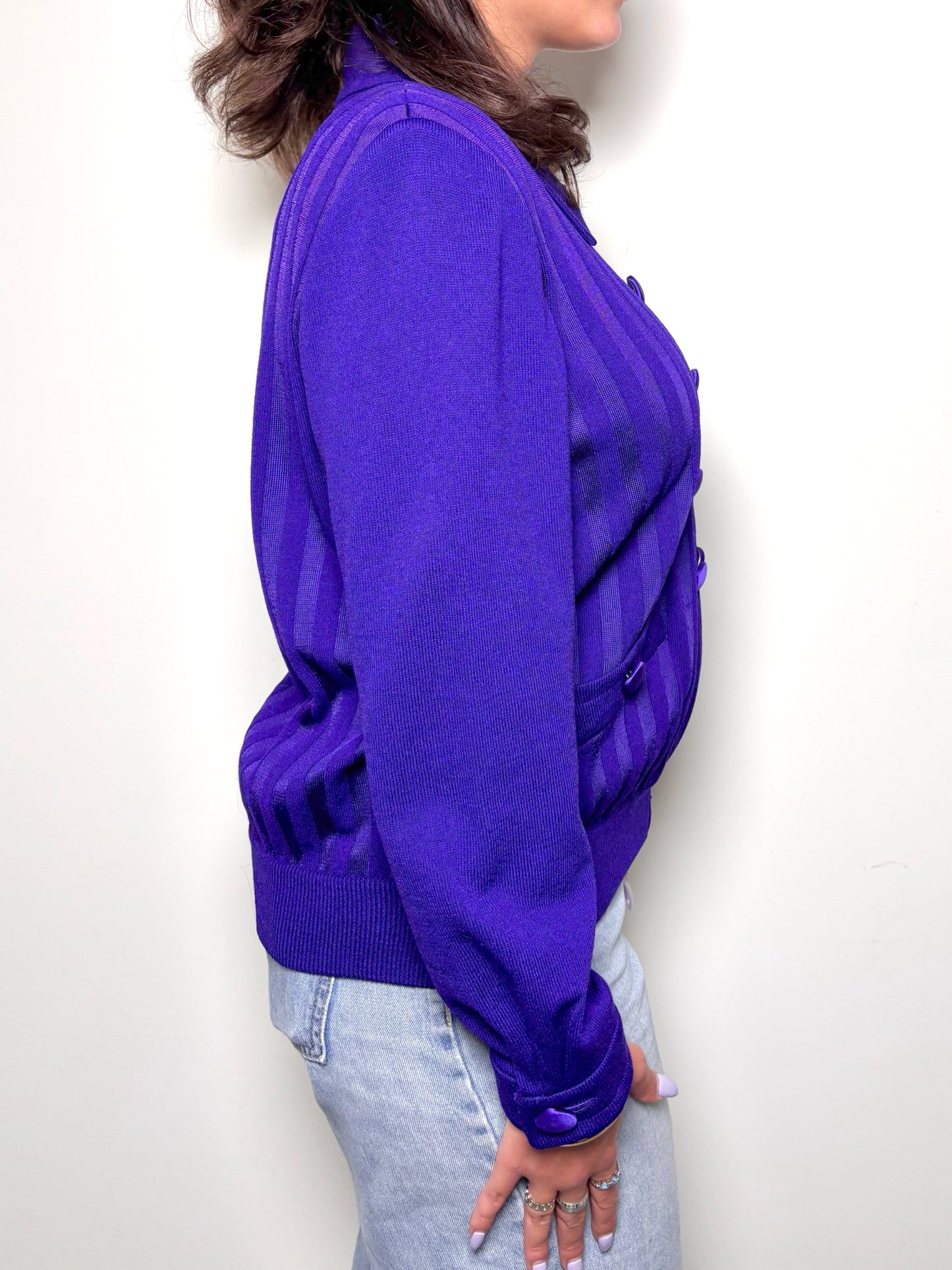 Women Size M St. John Purple Solid Wool Blazer