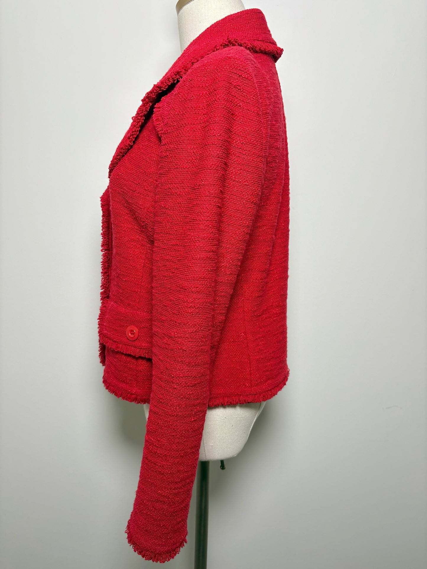 Women Size 8 St. John Red Solid Wool, Rayon Jacket