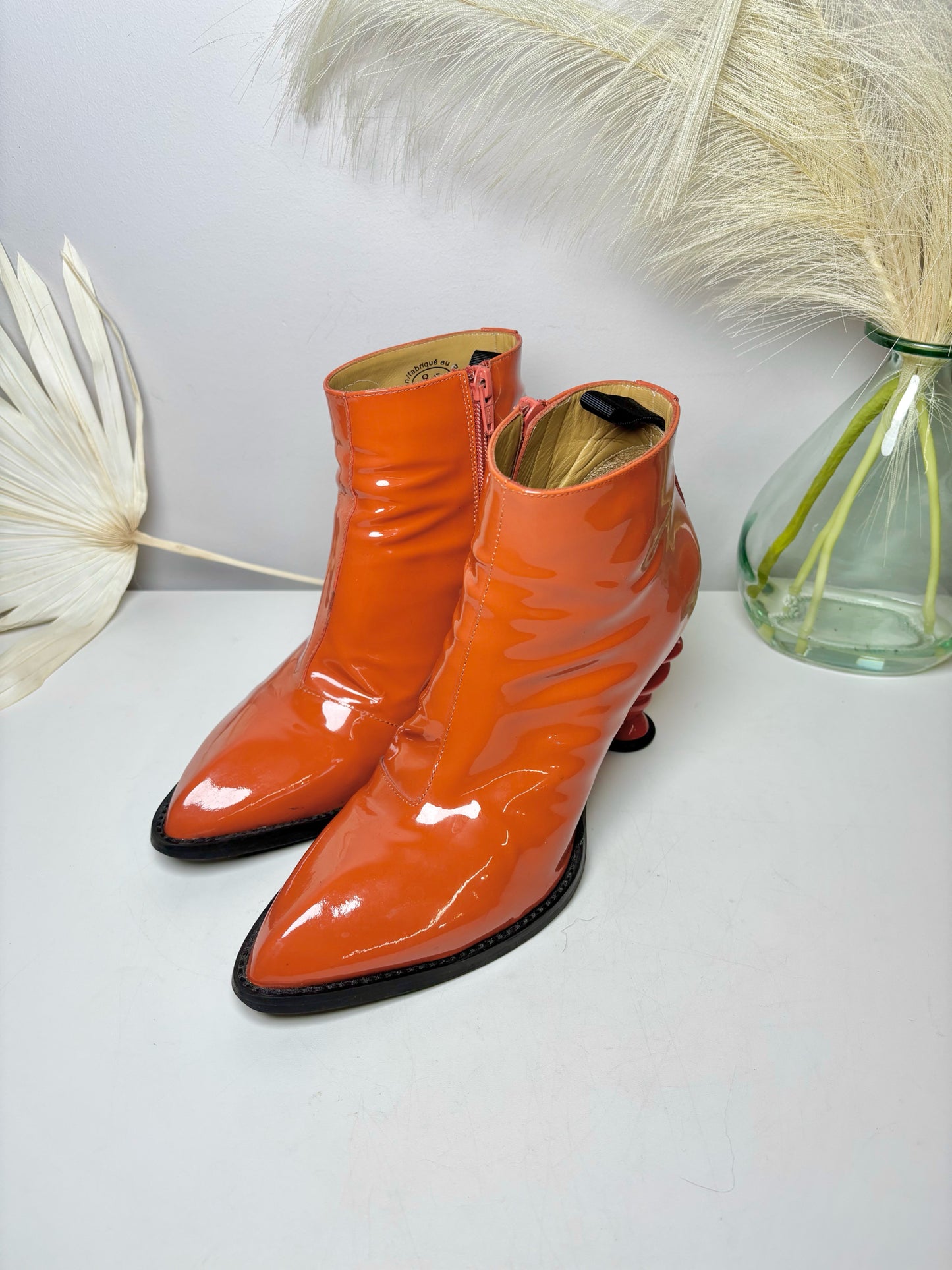 W Shoe Size 8.5 John Fluevog Orange Leather Patent Boots