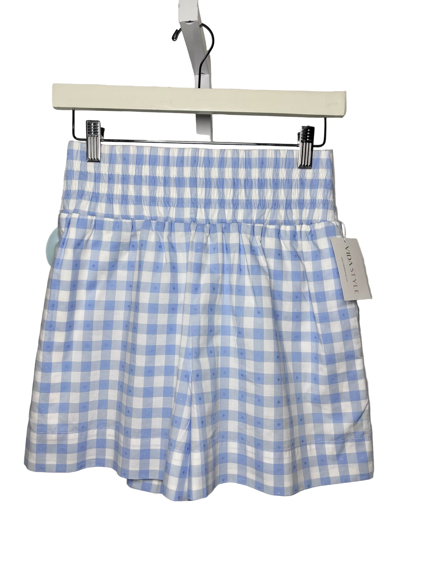 Women Size XS Hill House Blue, White Gingham NWT Cotton Shorts