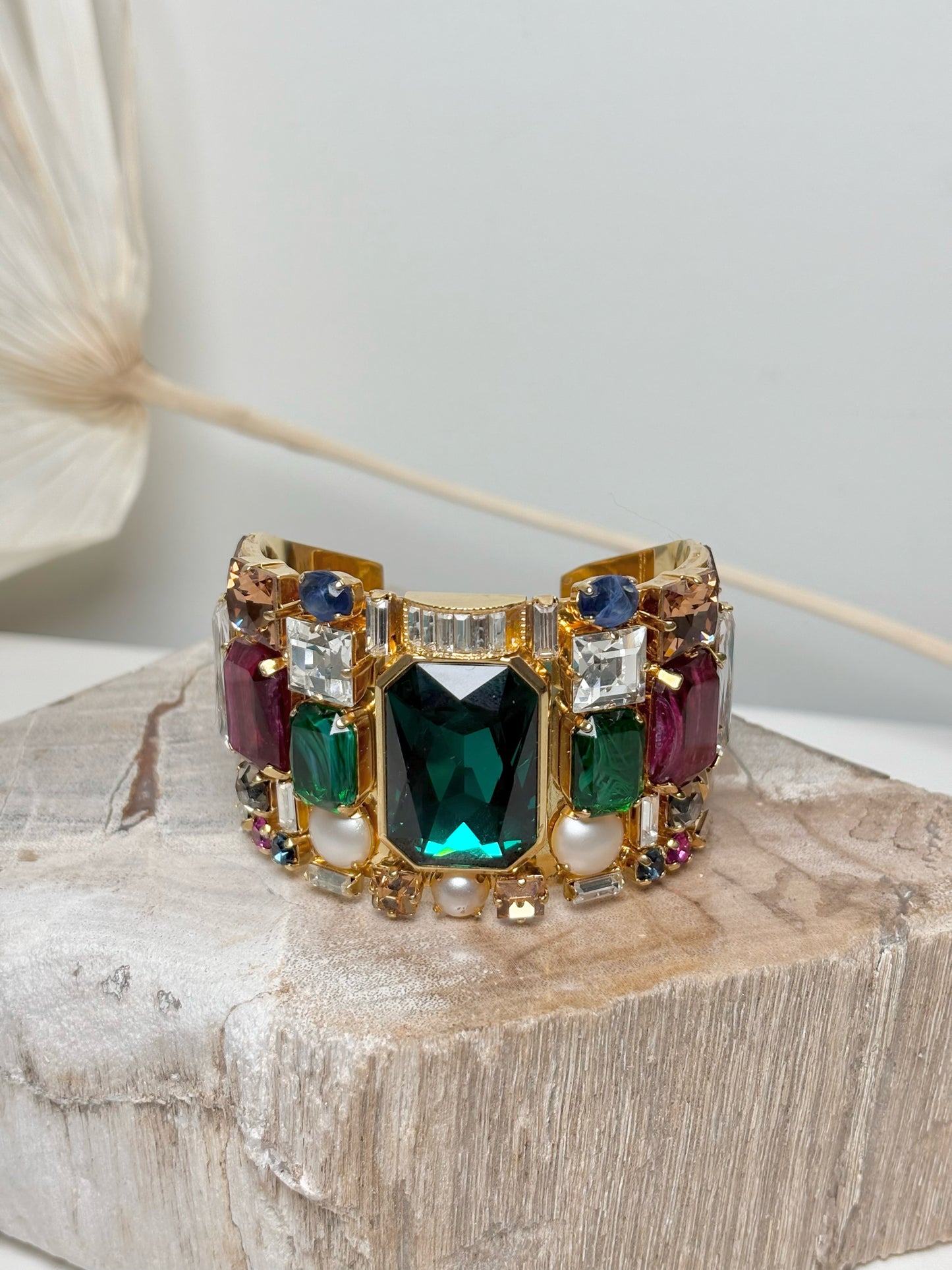 Gilden Metal Pucci Multi Jewelry Stones Cuff Bracelet