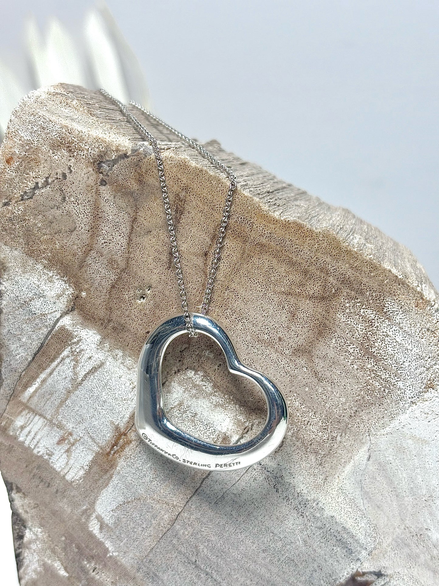 Tiffany & Co. Sterling Silver Pre-owned Open Heart Necklace