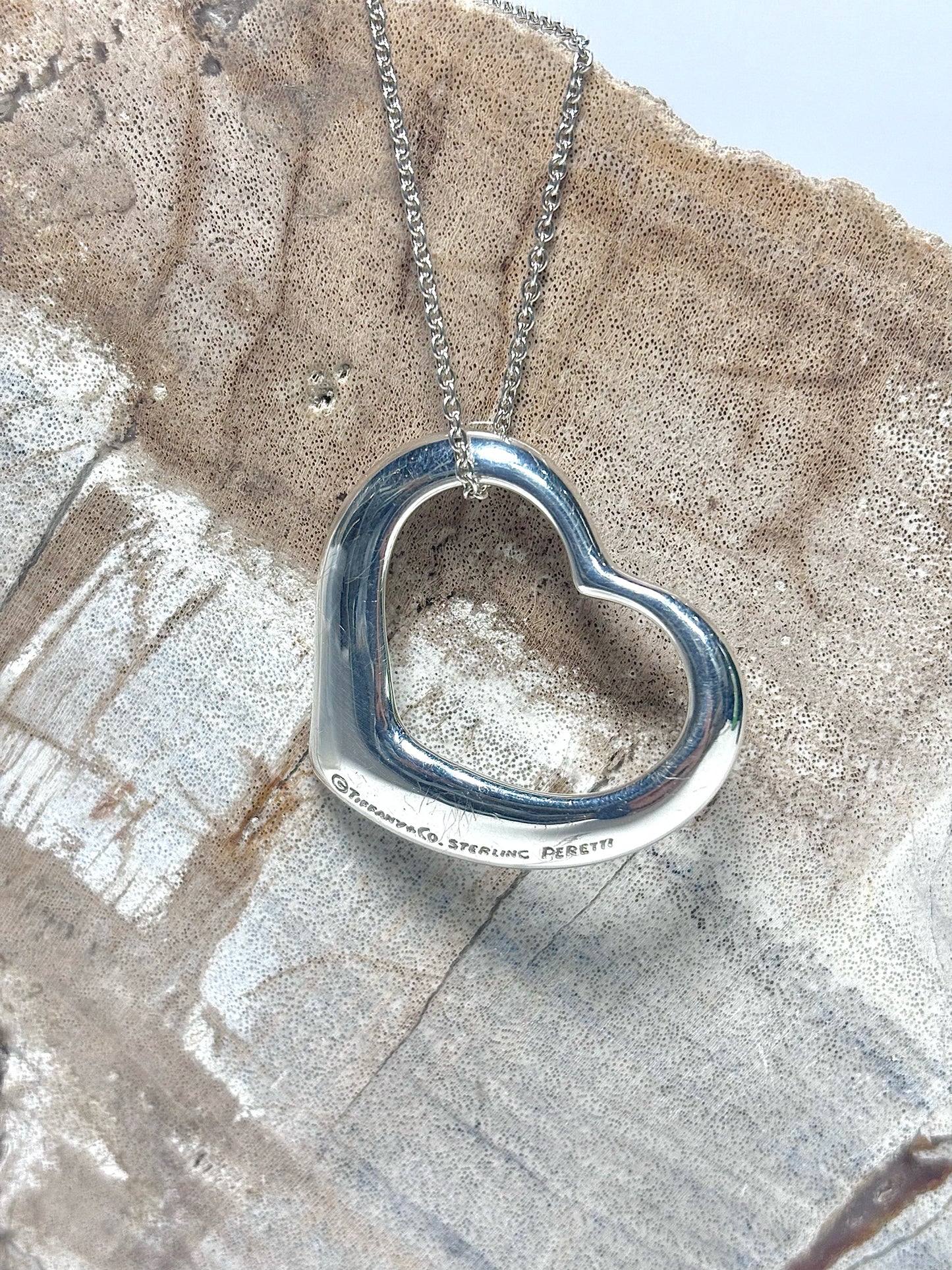 Tiffany & Co. Sterling Silver Pre-owned Open Heart Necklace