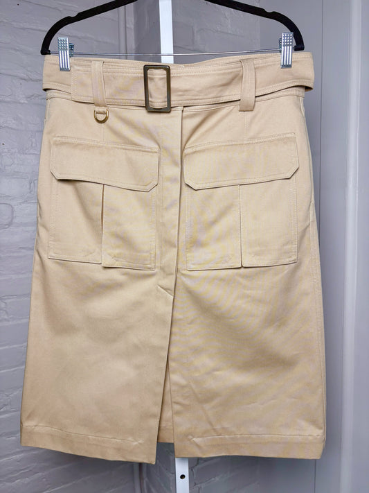 Women Size 40 (M, US) Chloe Tan/Khaki  NWT Cotton Blted Utility Skirt