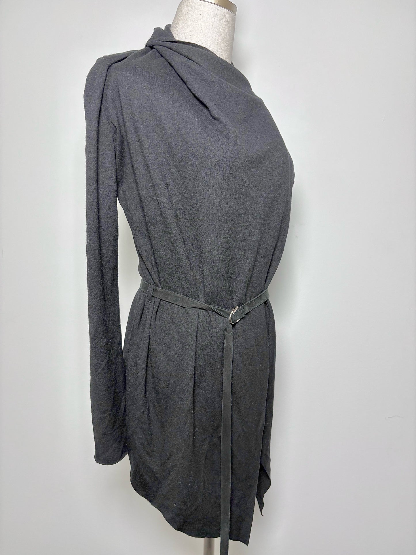 Women Size P Helmut Lang Black Solid Wool Sweater