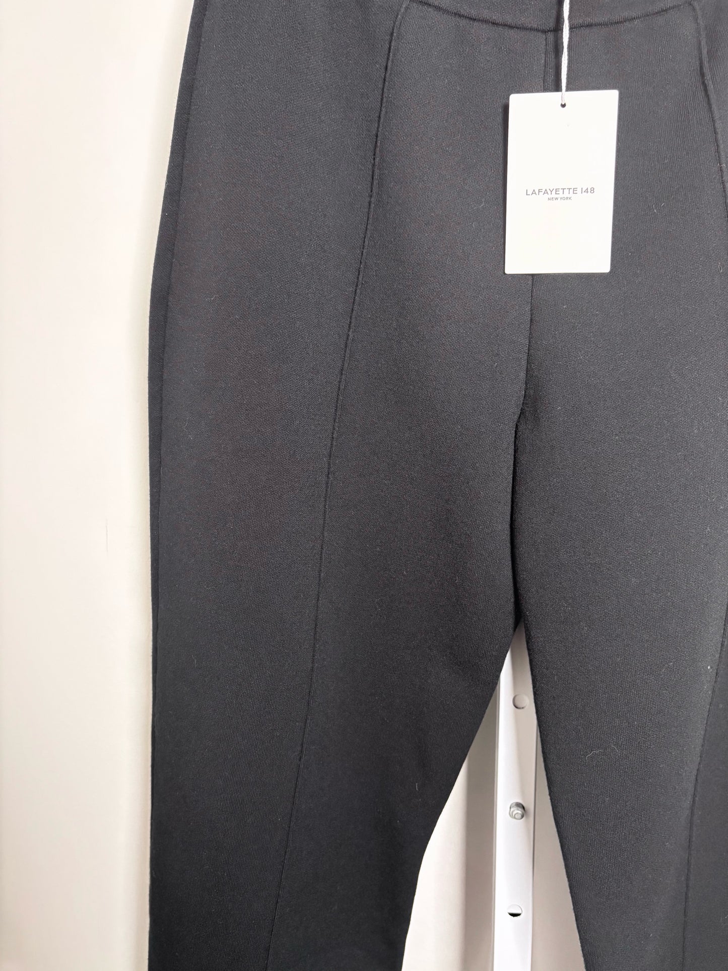 Women Size L Lafayette 148 Black Solid NWT Pants