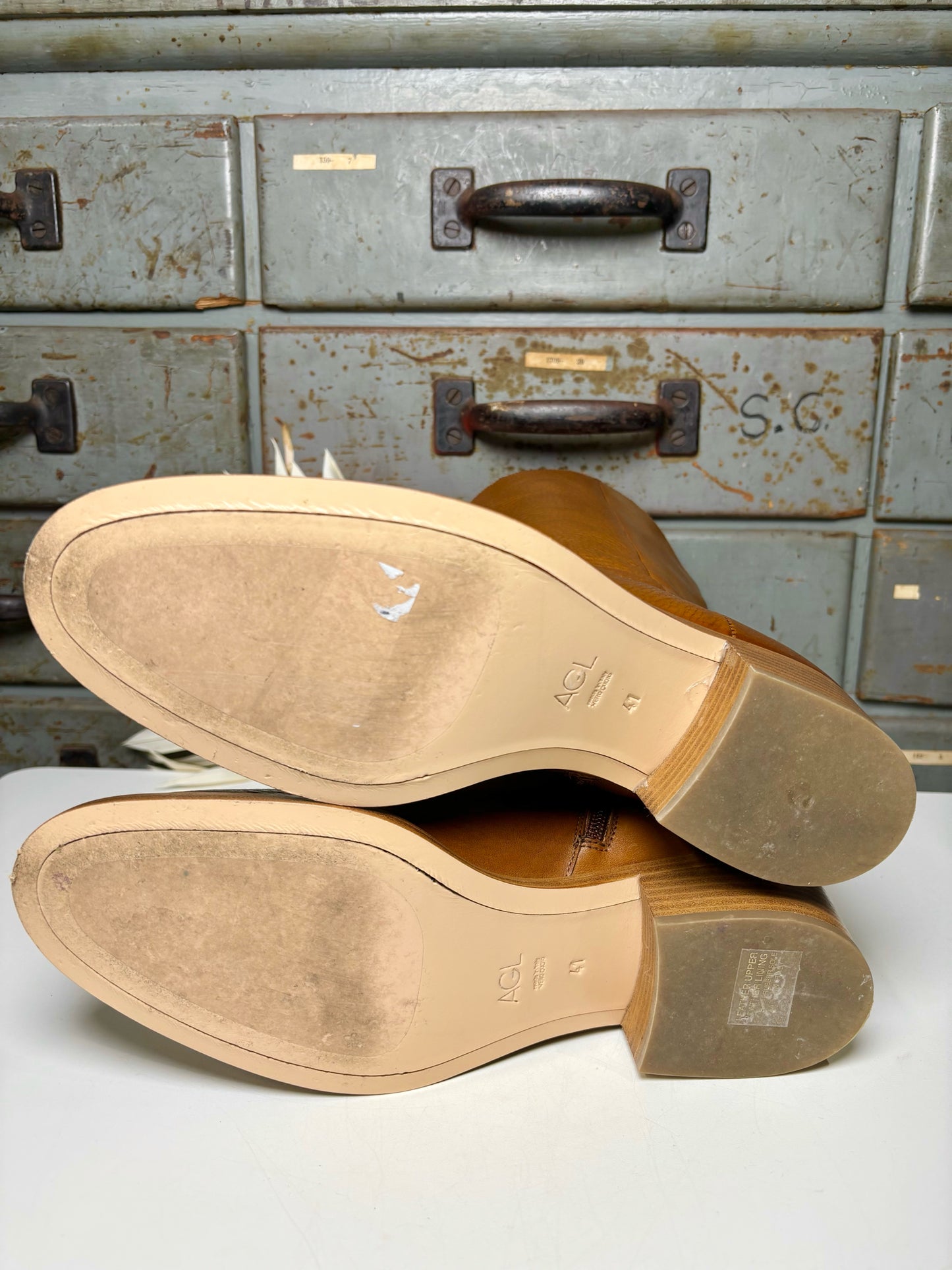 W Shoe Size 41 (10 - 10.5) AGL Caramel Leather Boots