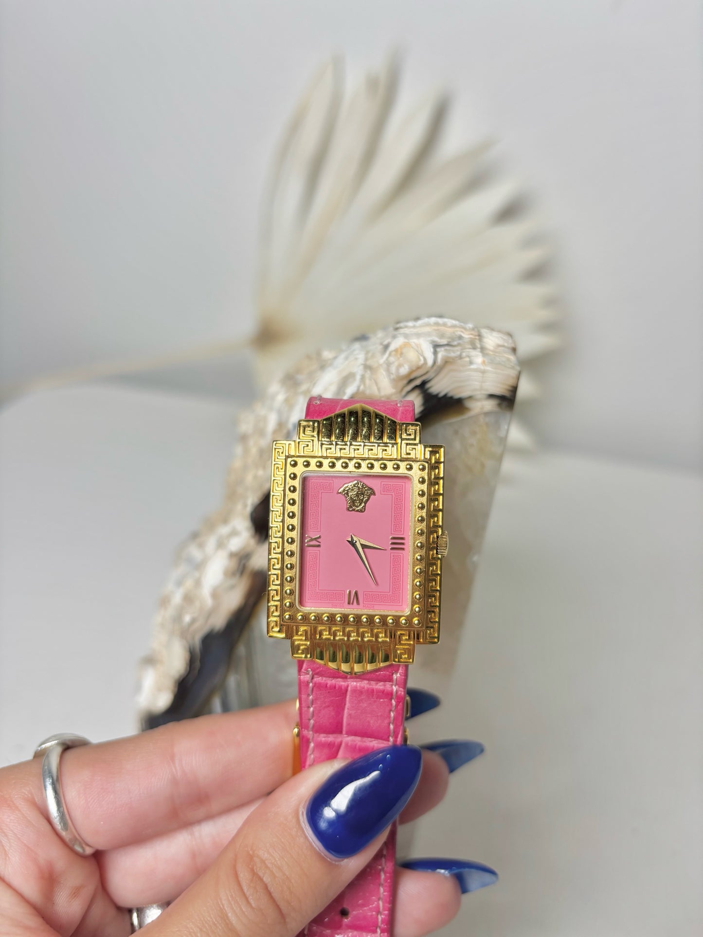 Leather & Gold Gianni Versace Gold Plated Pre-owned Watch