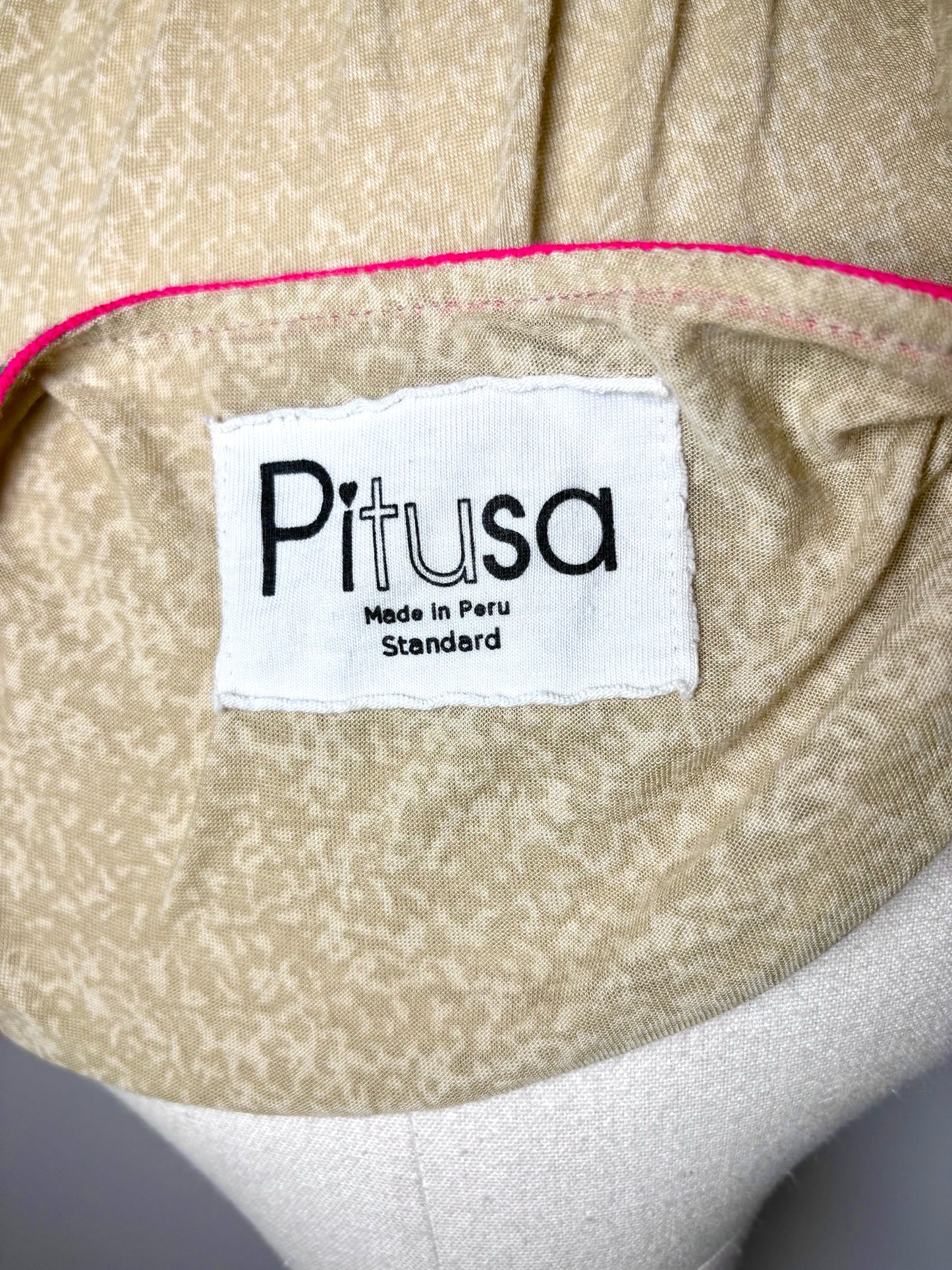 Women Size Standard Pitusa Khaki Pom Pom Trim Pure Cotton Women's Cover Up