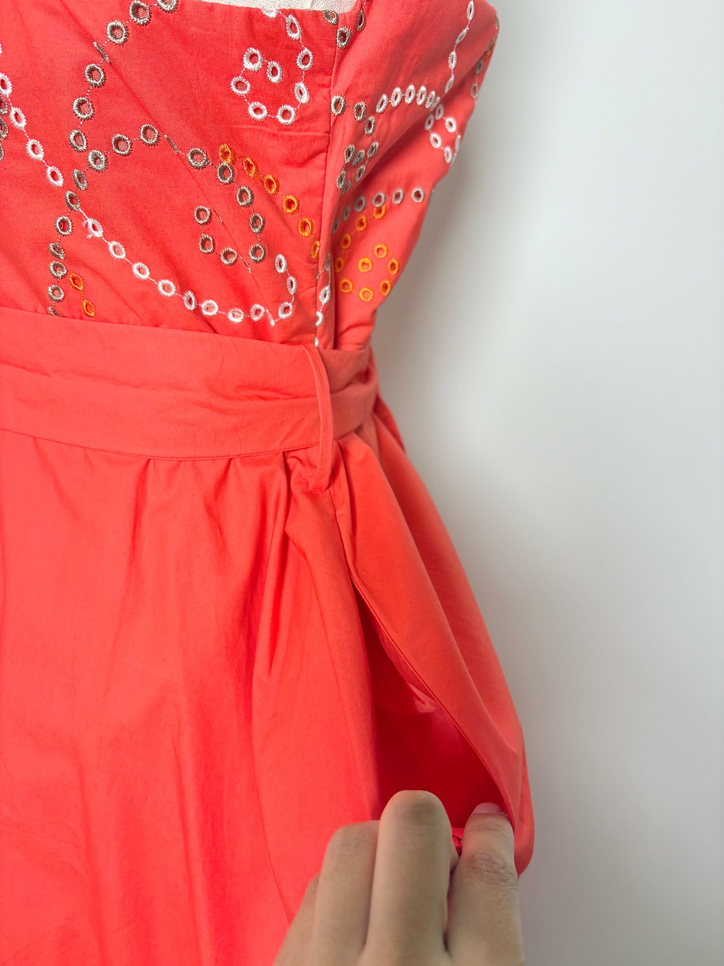 Women Size XS Emily Lovelock Red Solid Cotton NWT Dress