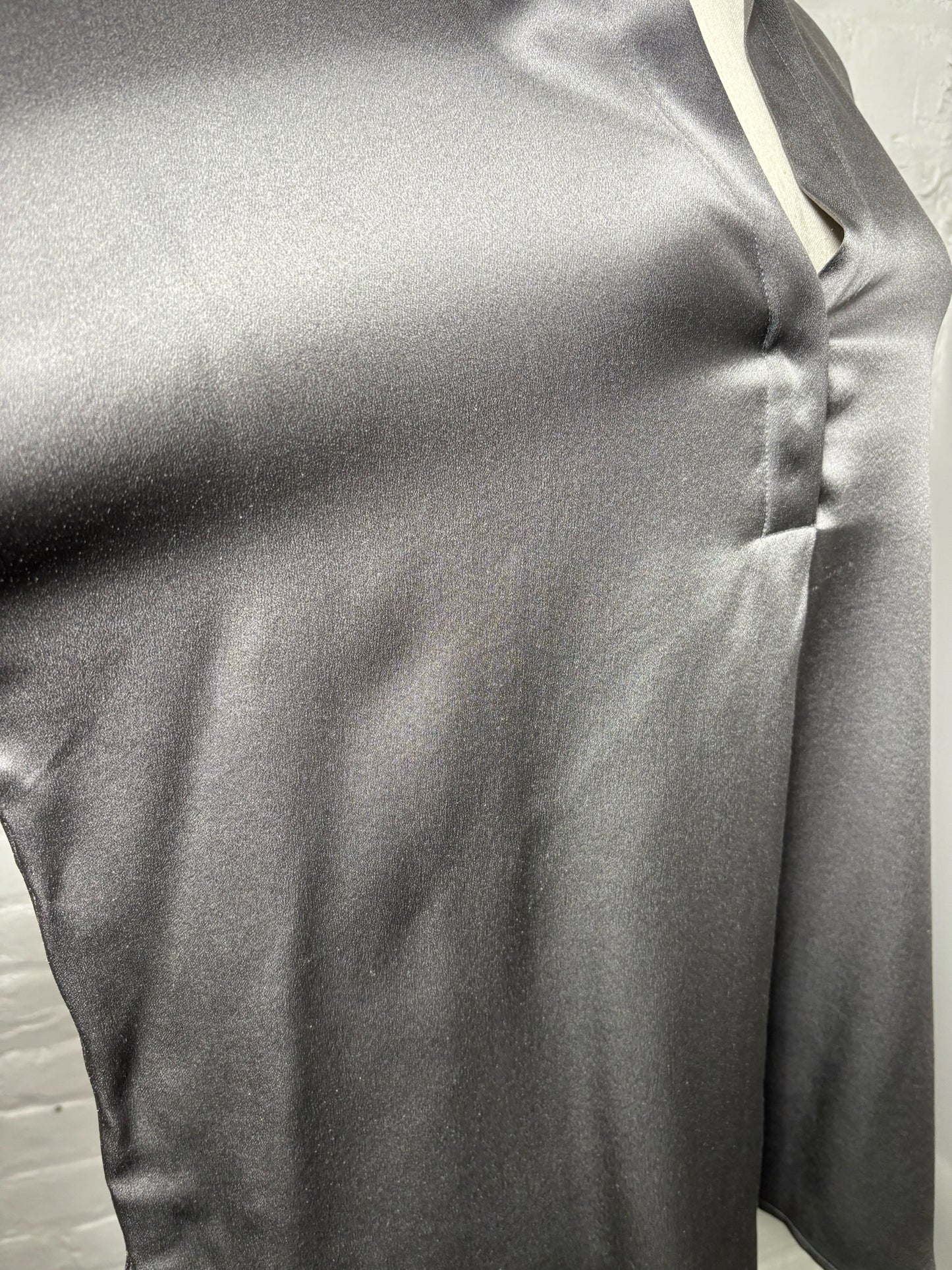 Women Size M Vince Gray Solid Silk Blouse