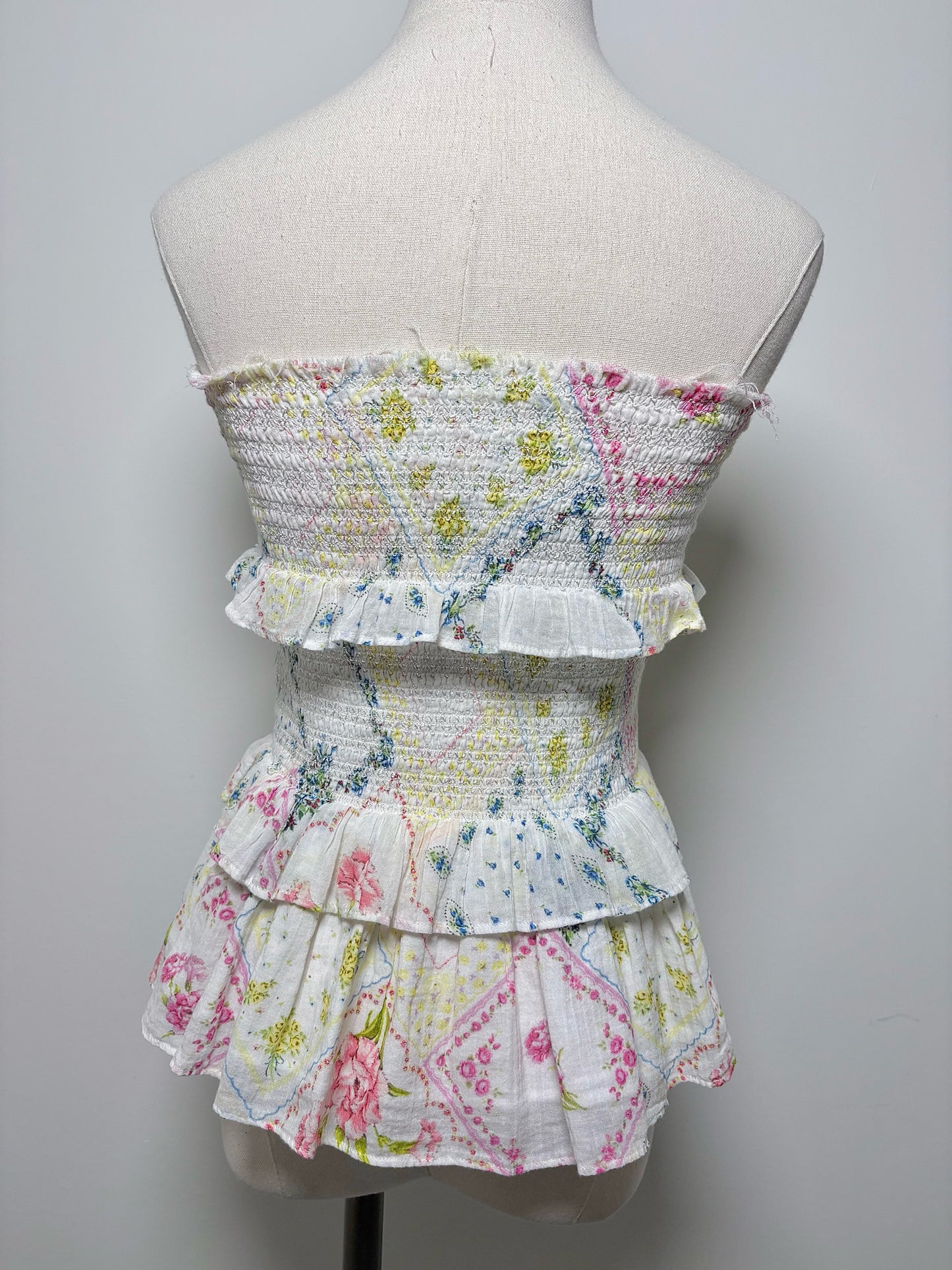 Women Size S LoveShackFancy White, pink, blue, yellow Floral Skirt