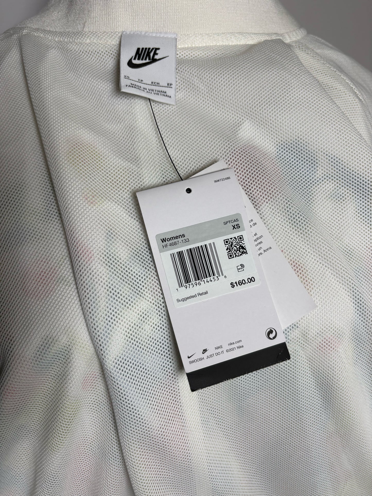 Women Size XS Nike White Floral Print Anna Deller Yee Collab Bomber Jacket NWT