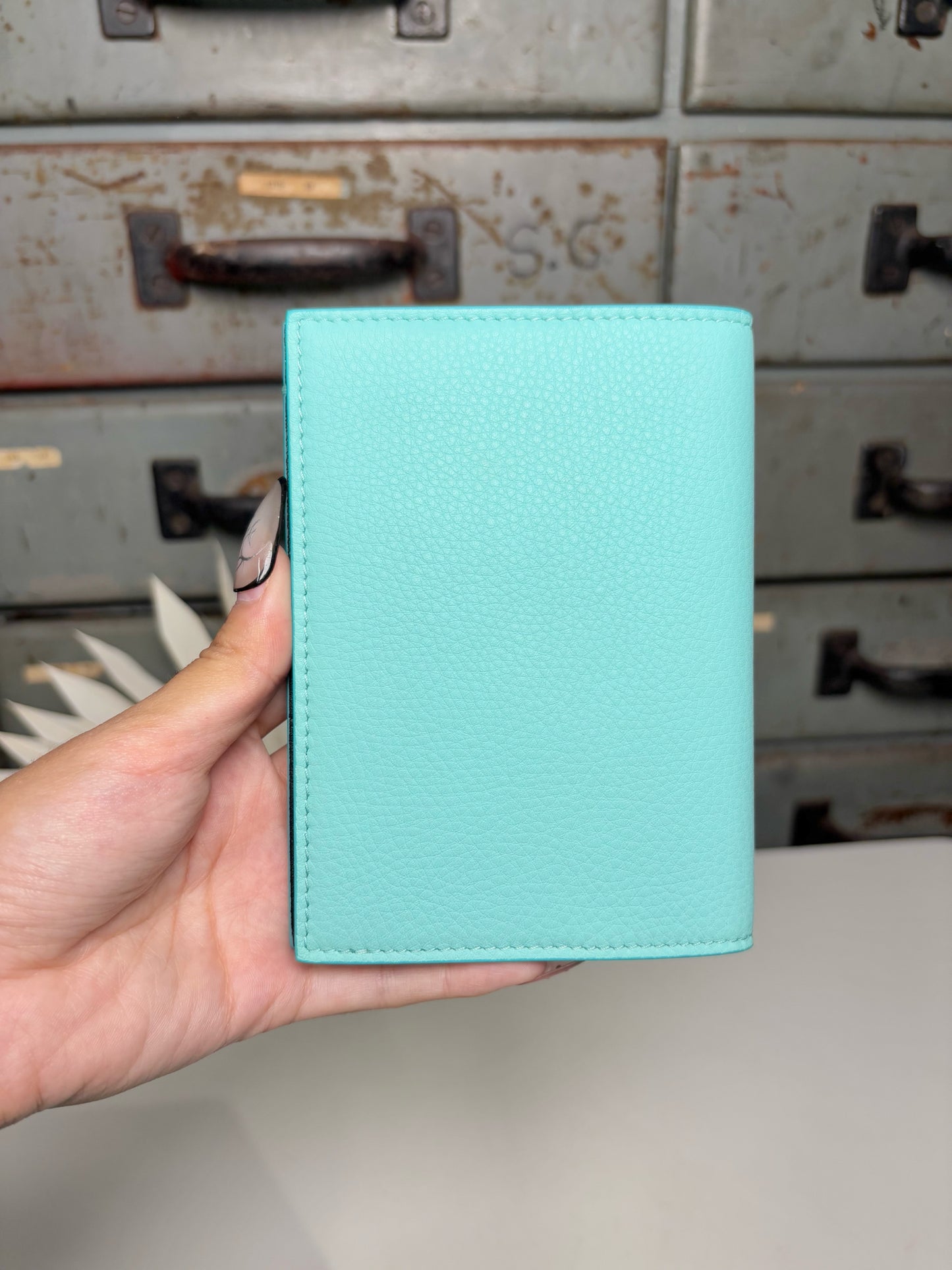 Tiffany &. Co Passport Holder Turquoise/Black Combo Leather
