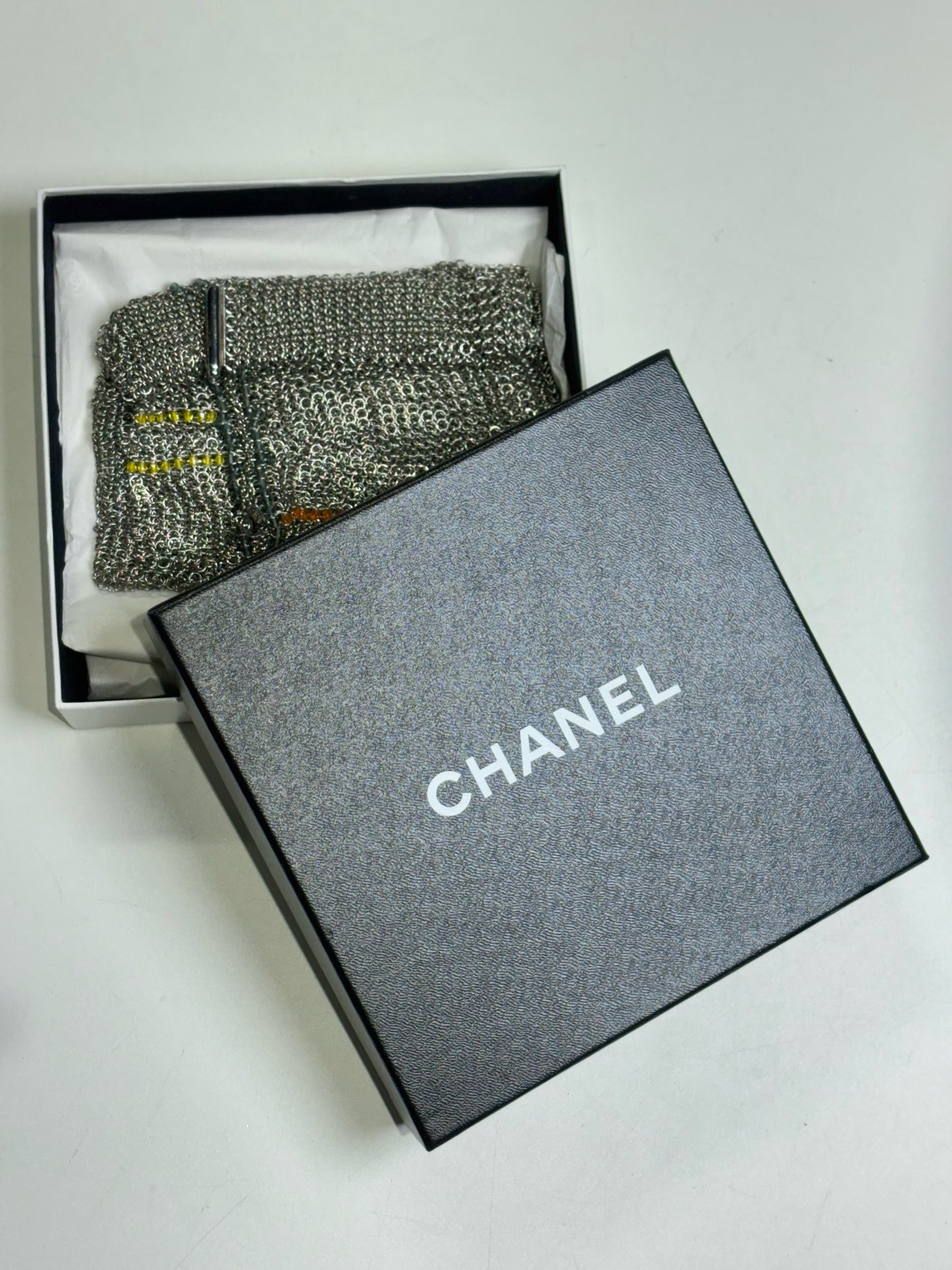 Chanel Chainmail Vintage 1999 Metal Silver Belt Bag